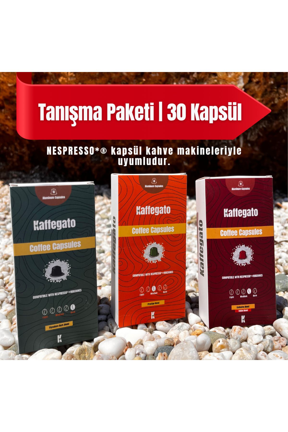 Kaffegato Kahve Kapsülü 3'lü Tanışma Paketi (30 Adet)