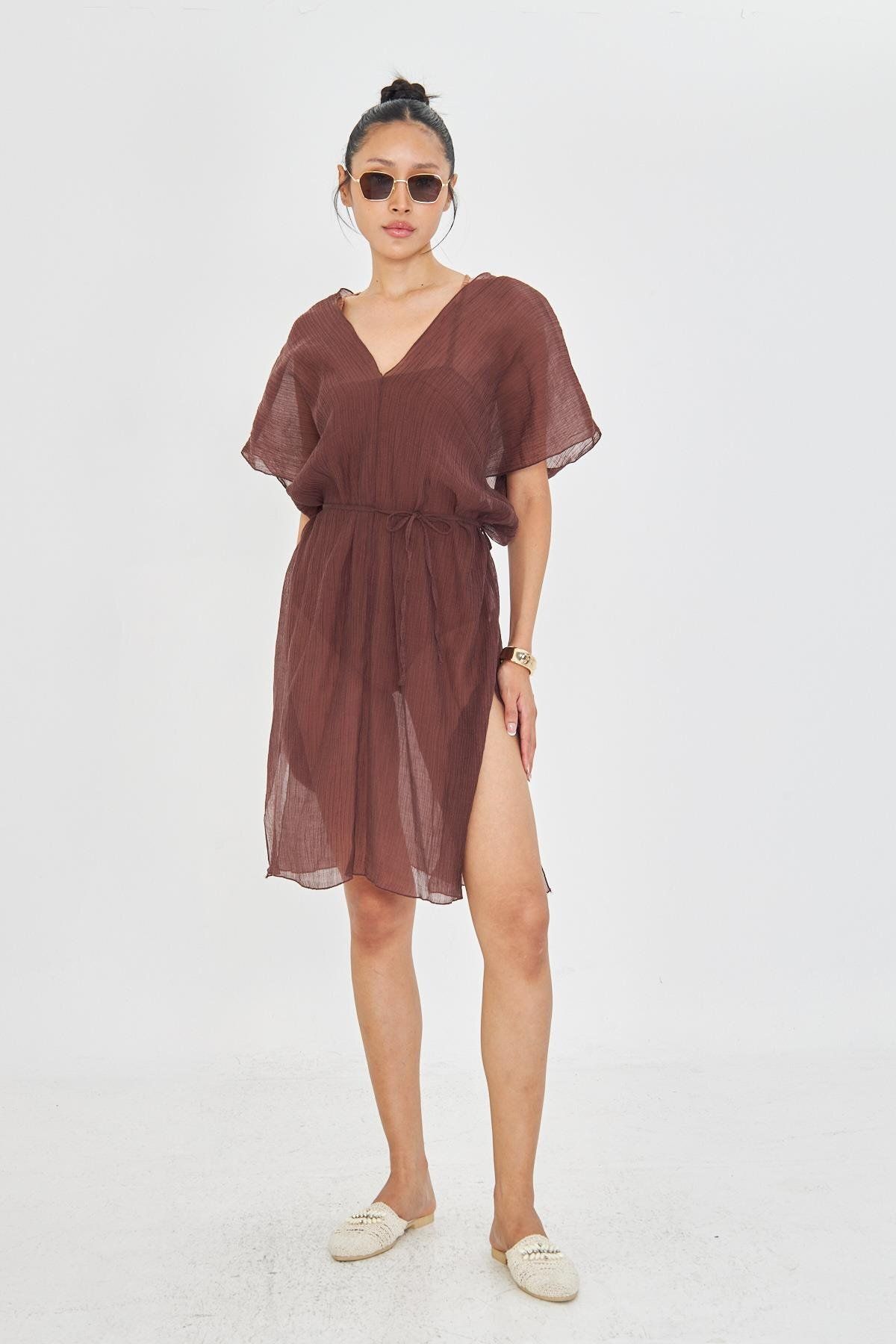 TIFFANY&TOMATO Sıfır Kol Kırışık Kimono