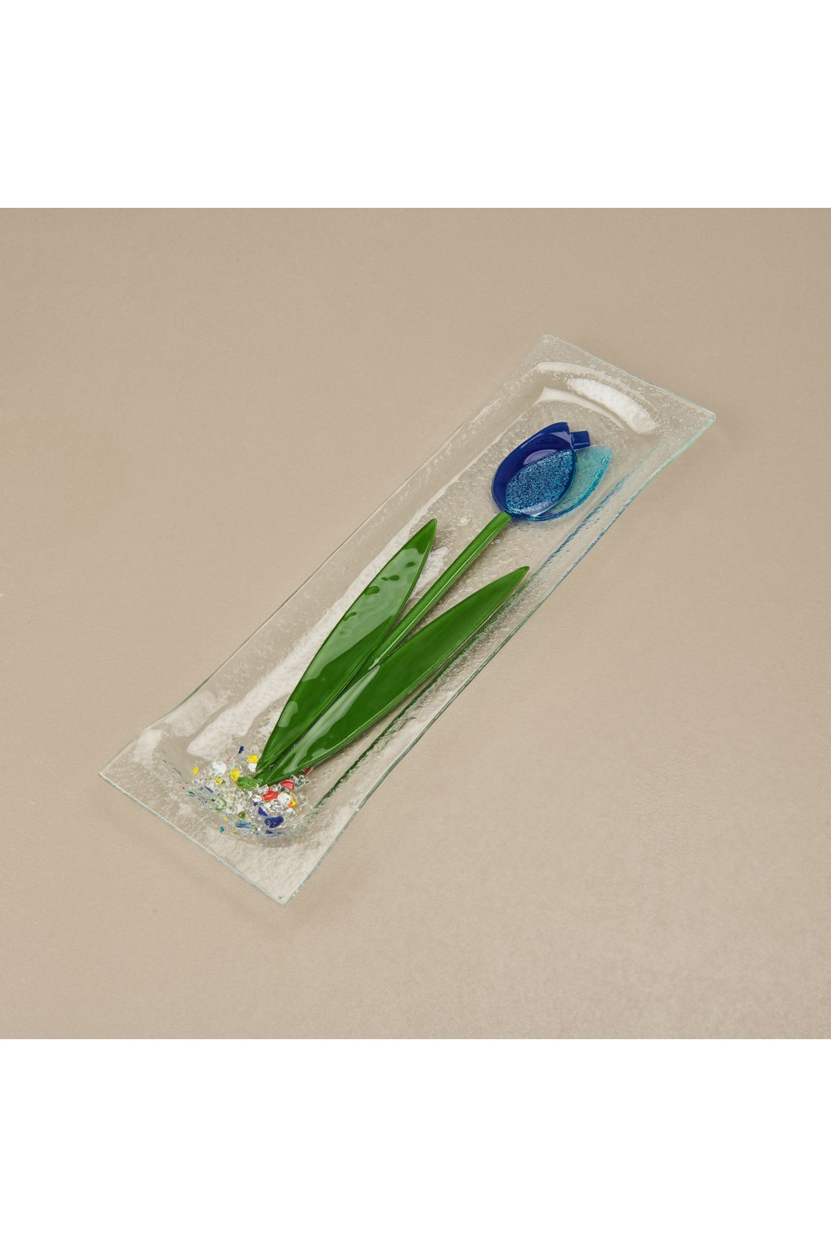 Evidea Deco Lale Cam Tabak - Mavi - 28x8 cm