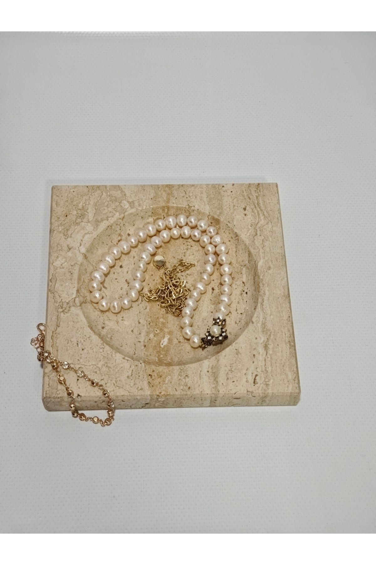 Pergamon Marble & Design Traverten Yüzüklük organizer