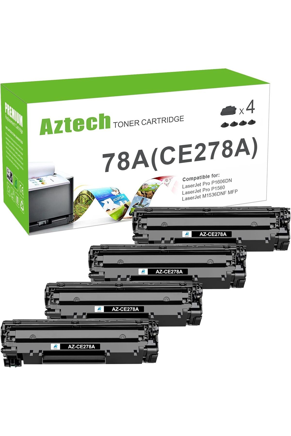 HP YA-DE BİLİŞİM 78A CE278A Laserjet P1606dn MFP M1536DNF P1606 M1536 P1560 P1566 (Black, 4-Pack)