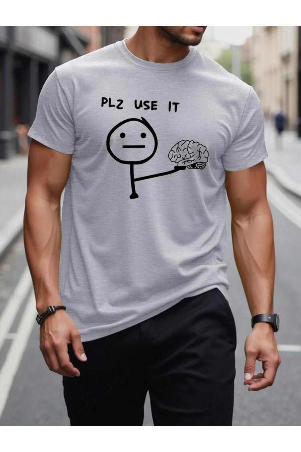 Boi PLZ USE IT BASKILI OVERSİZE BASIC TİŞÖRT KISA KOL T-SHİRT T-SHİRT