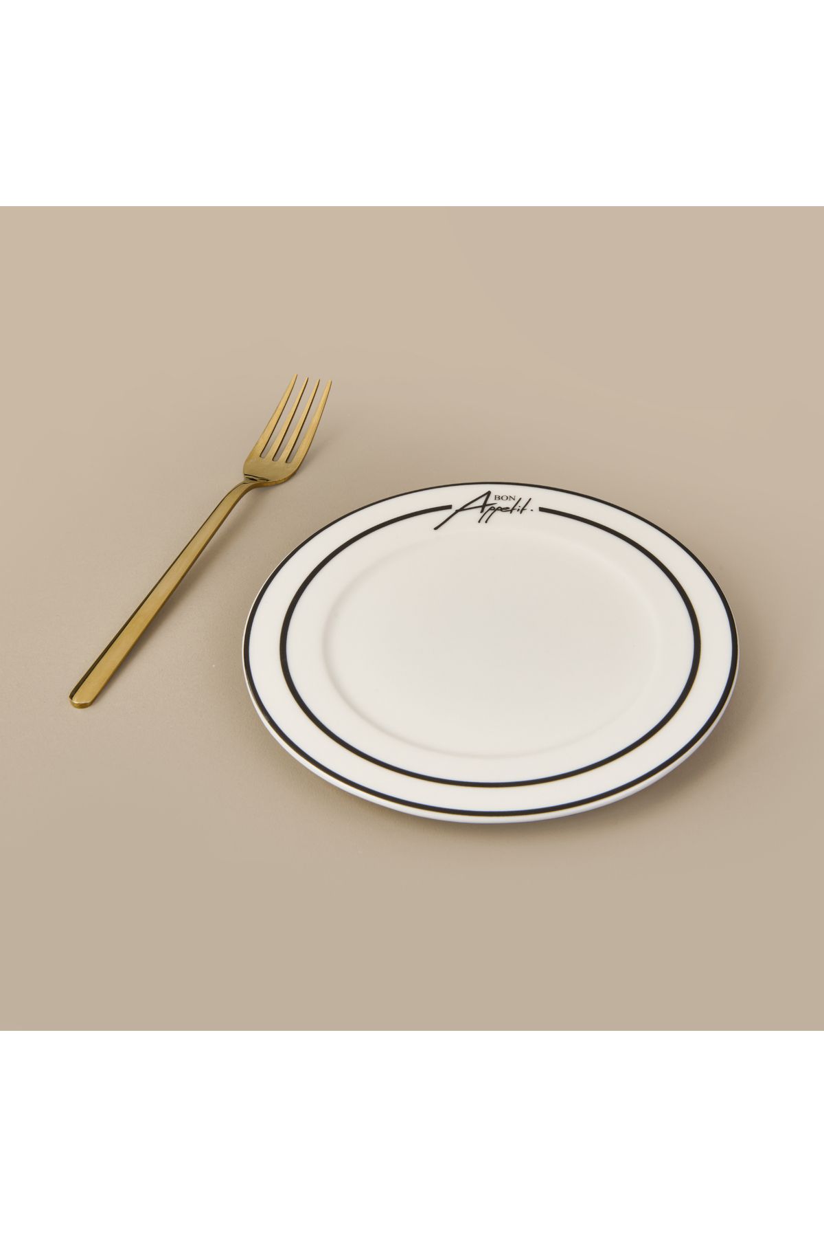 Evidea Kitchen Elegant Curves Porselen Pasta Tabağı - Siyah / Beyaz - 20 cm