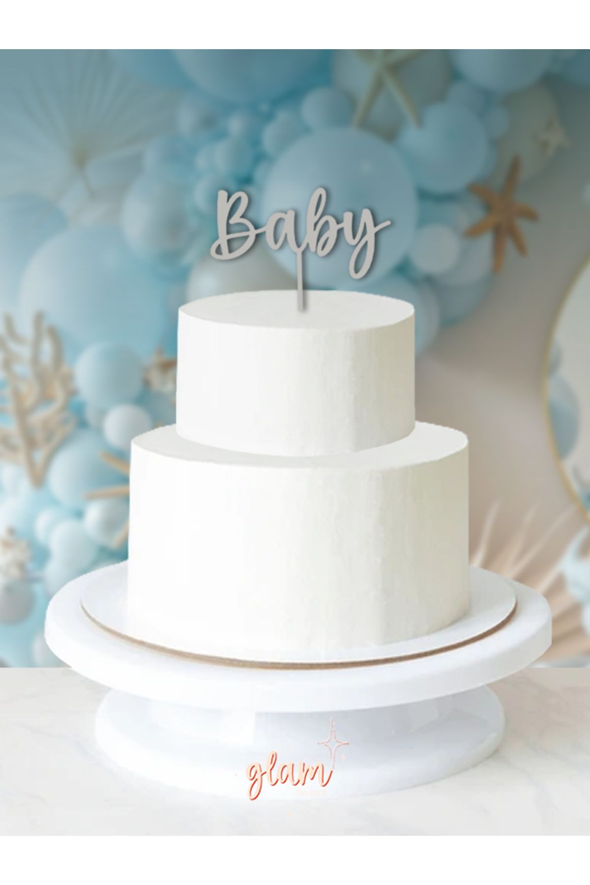 GLAM DEKORASYON Gri Baby Yazılı Bebek Doğum Günü Cinsiyet Partisi Baby Shower Pasta Kürdanı Kek Ve Tatlı Süsleri