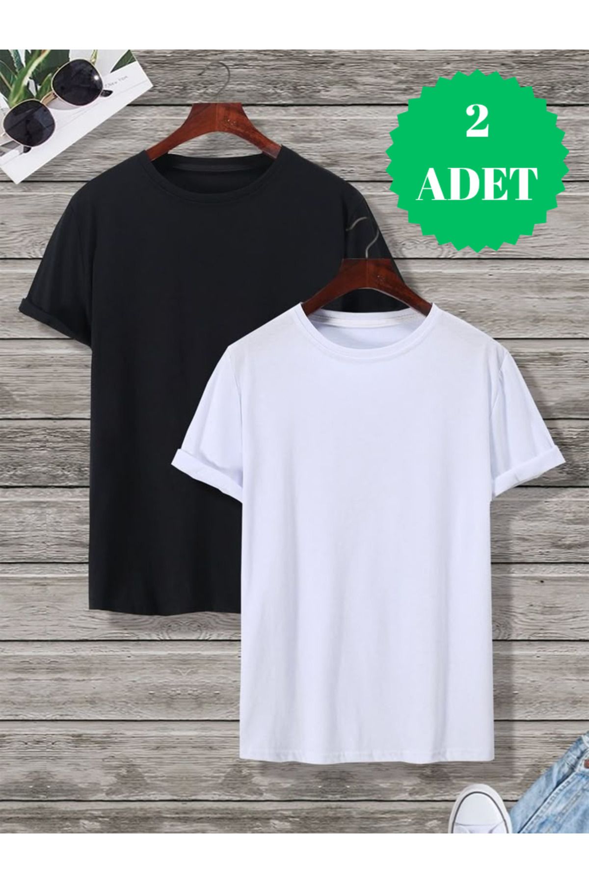 FUNSTYLE 2'li Siyah/Beyaz Baskısız Erkek T-Shirt