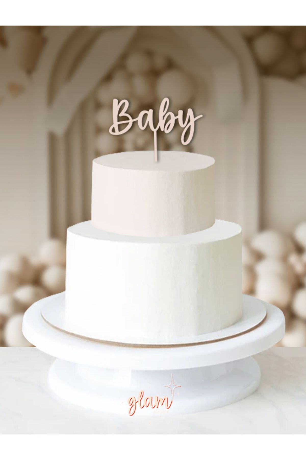 GLAM DEKORASYON Krem Baby Yazılı Bebek Doğum Günü Cinsiyet Partisi Baby Shower Pasta Kürdanı Kek Ve Tatlı Süsleri