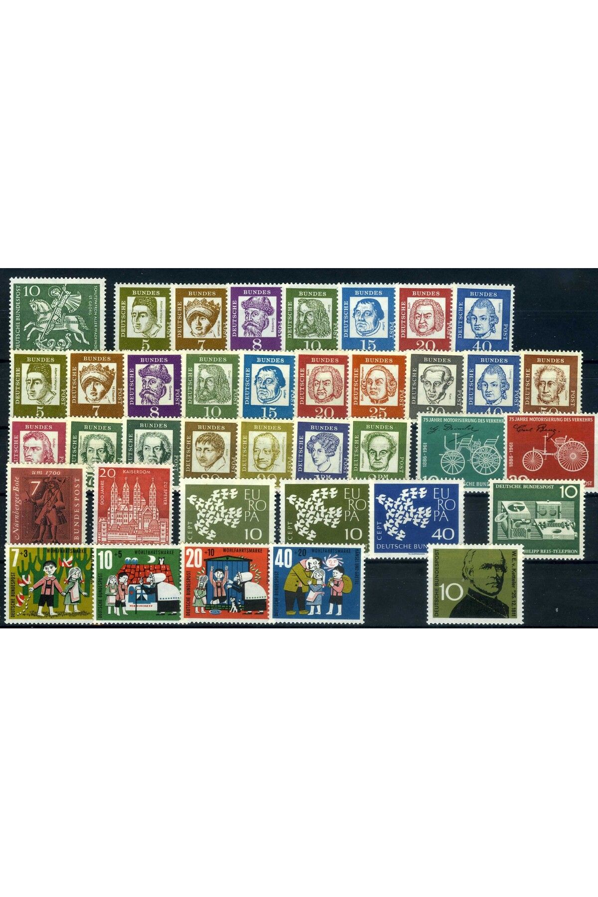 Jupiter Stamps Koleksiyon Pulları Almanya-1961 Yıl Seti Damgasiz-asb-0222265741