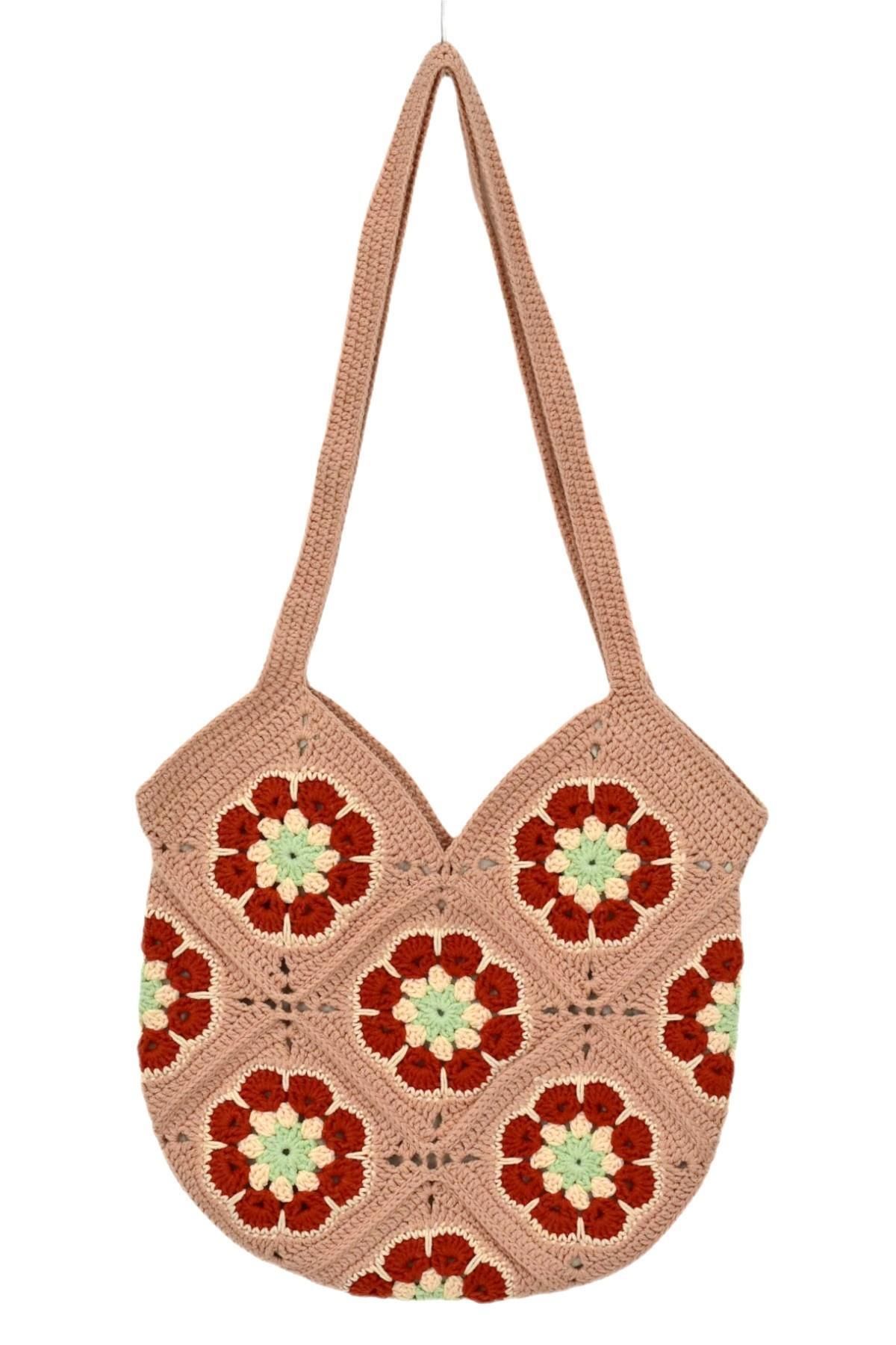 BAGLAN El Örgüsü Motif Desenli İçi Astarlı Omuz Çanta BGL-ST04725