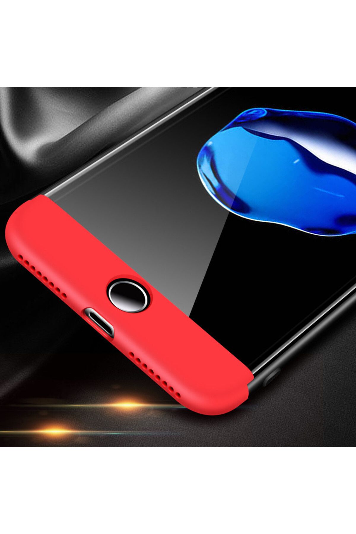 BLACK Husă Gkk Full Cover 360 Pentru Apple Iphone 7 - Negru-roșu - One Size