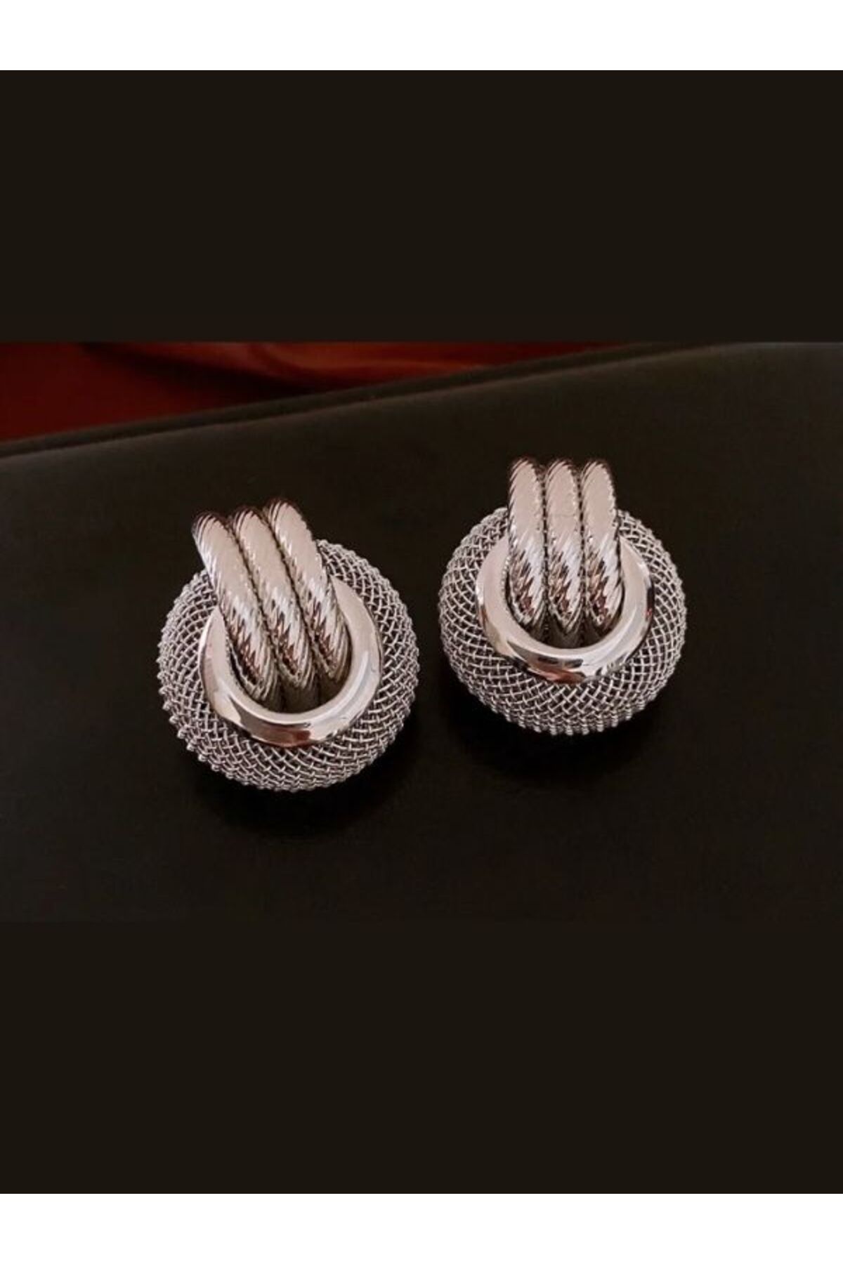 Eyelashes Silver Gümüş İğne Oymak Dairesel Küpe Çok Yönlü Vintage Çelik Küpe