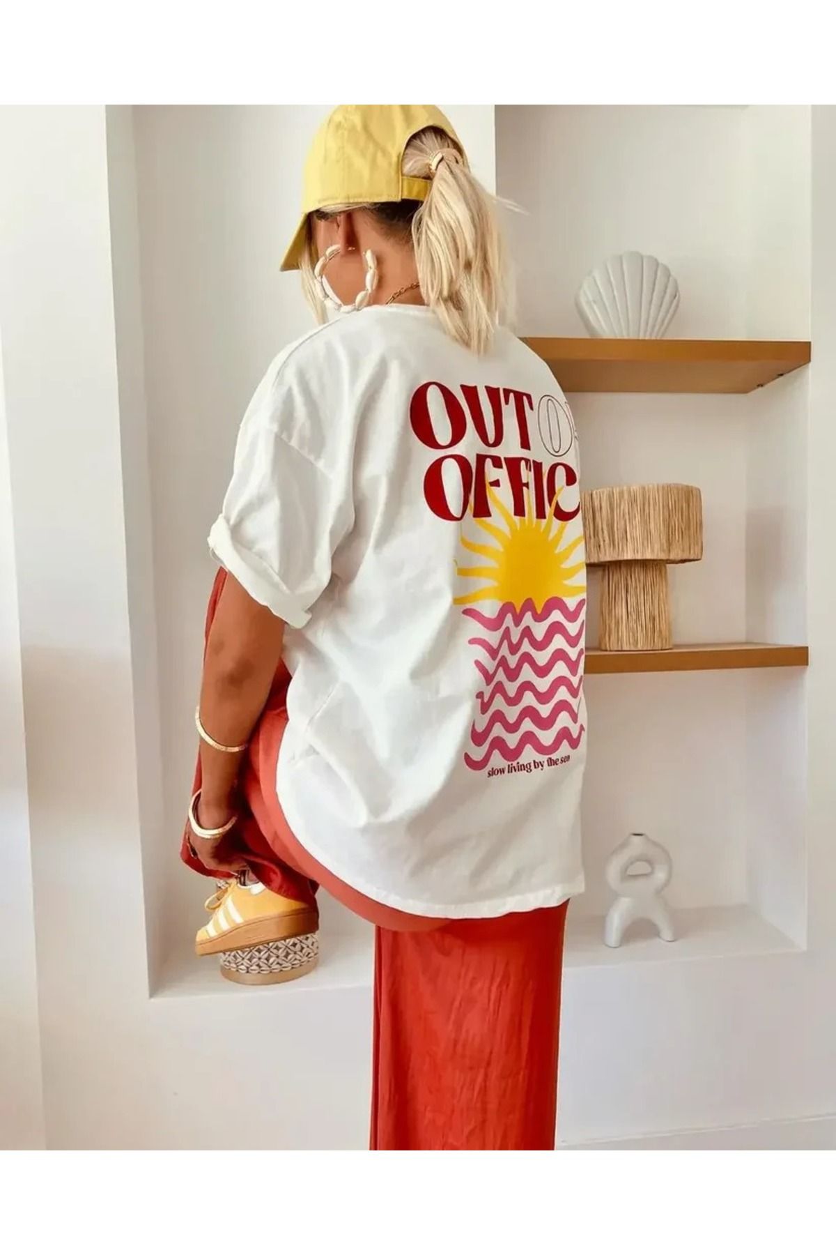 JANSO GROUP -KADIN PAMUKLU BASKILI SODN KISA KOLLU TSHIRT OVERSİZE BÜYÜK BEDEN
