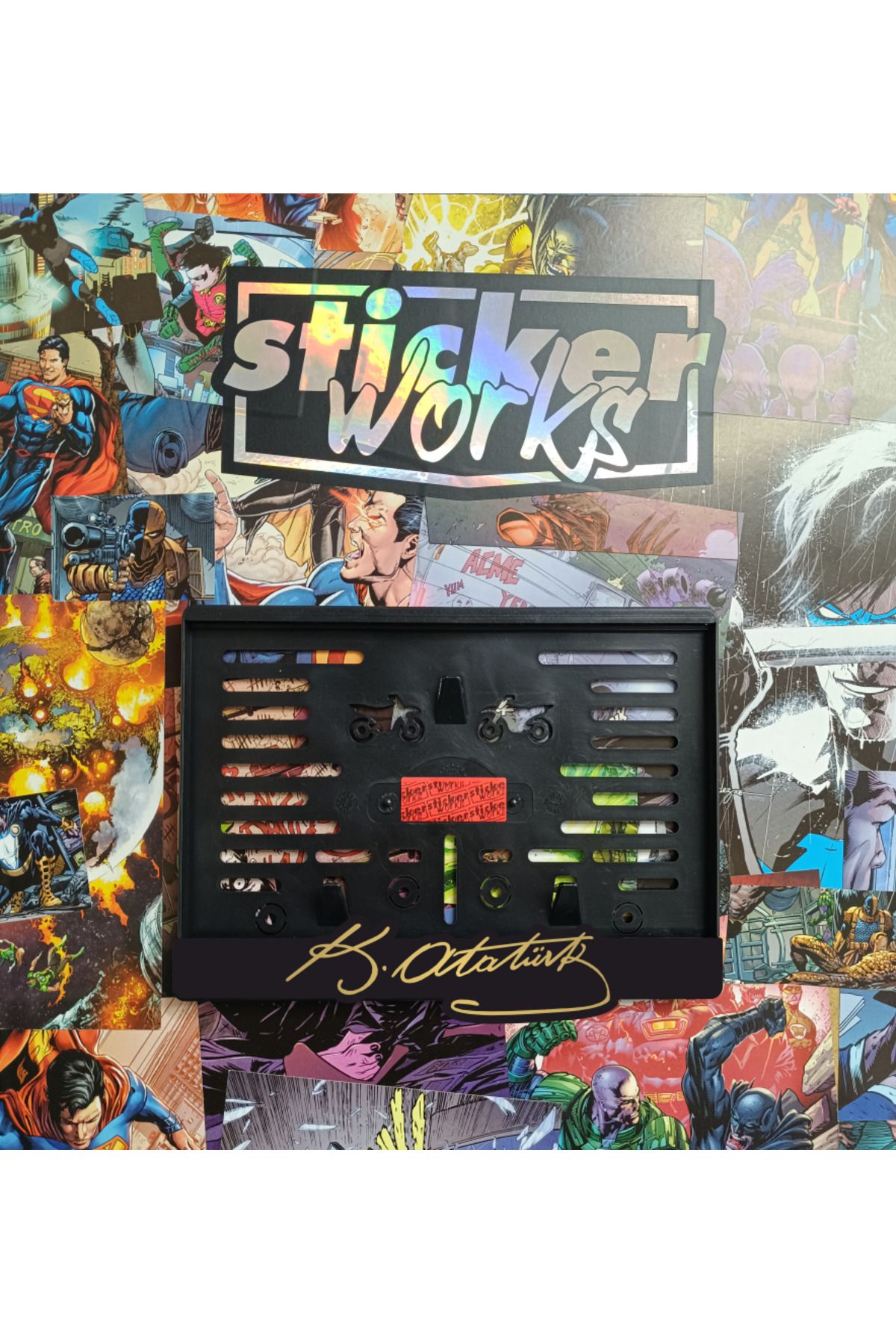Sticker Works Atatürk İmza Motor Plakalık Uyumlu