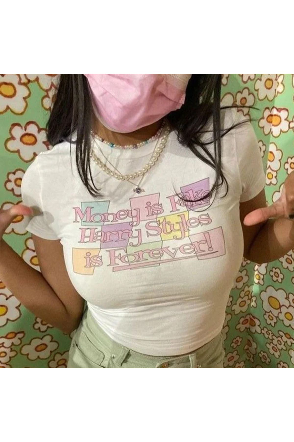 JANSO GROUP - KADIN KISA KOLLU CROP TSHIRT BASKILI shopaholic PAMUKLU PENYE KUMAŞ