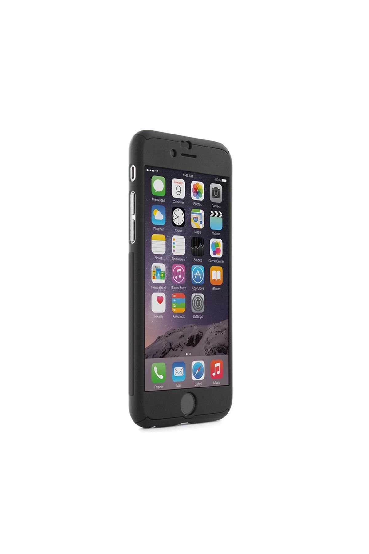 BLACK Husă Pentru Apple Iphone 6 / Apple Iphone 6s, Neagră, Cu Acoperire Completă La 360 De Grade Și Folie De Protecție - One Size