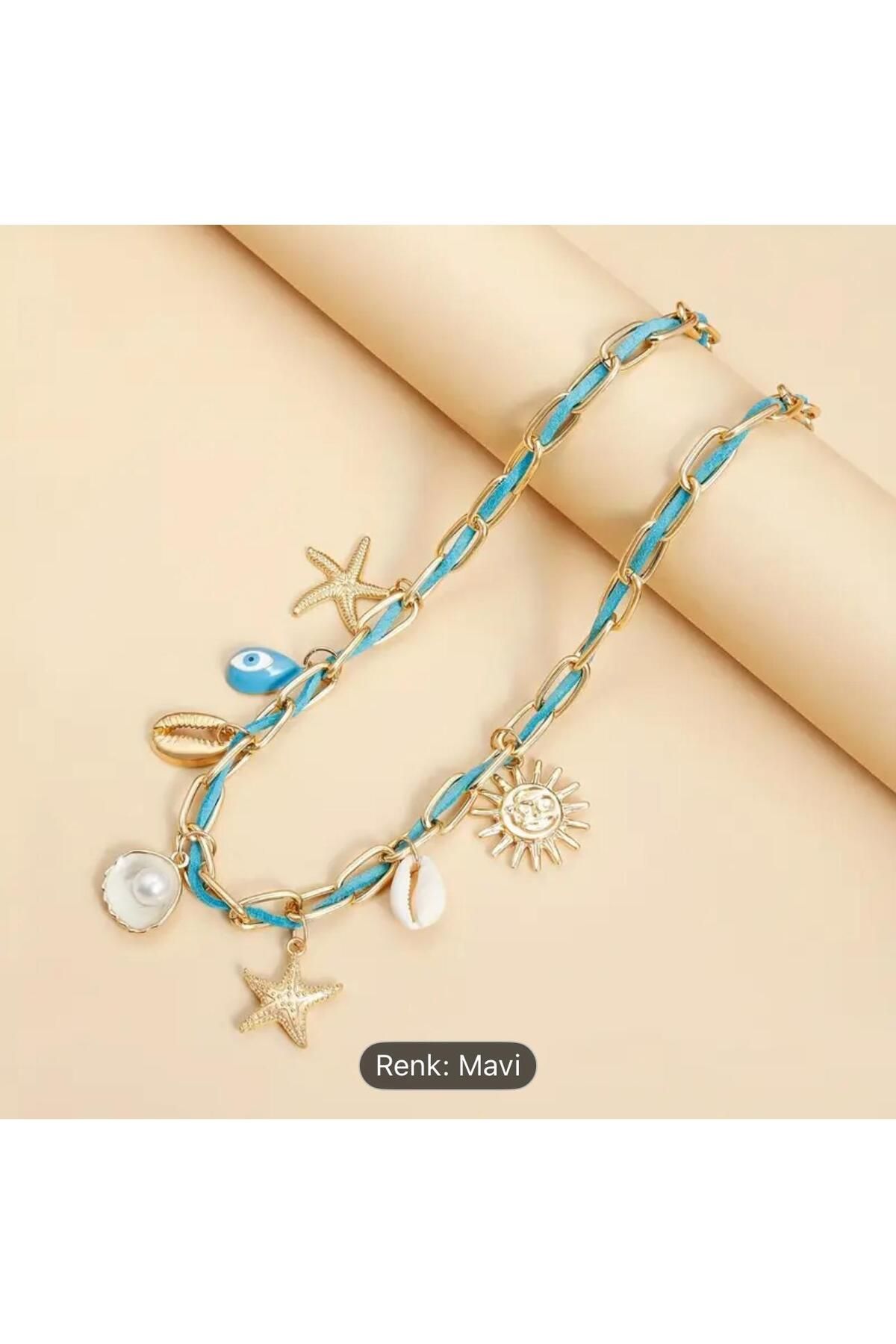 COUSİNS SHOP DENİZ KABUKLU MAVİ KOLYE