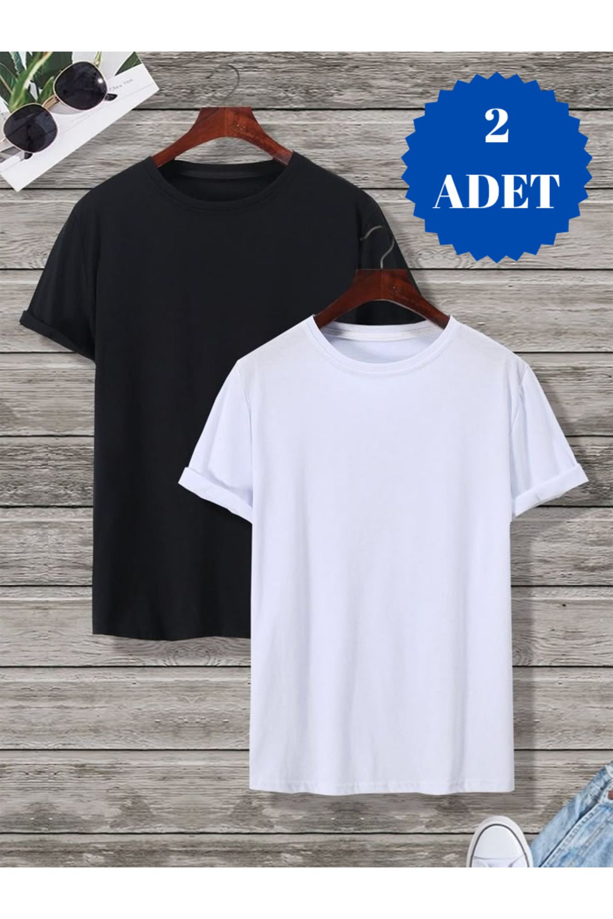 FUNSTYLE 2'li Siyah/Beyaz Baskısız Kadın T-Shirt