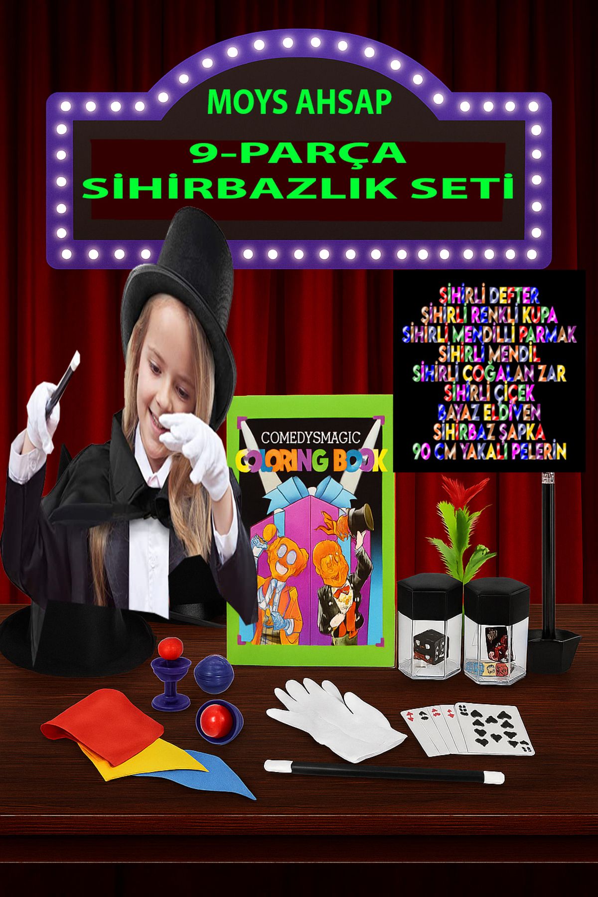 moysahsap party&ahşap Sihirbazlık Dev Çocuk Seti Basit Ve Etkileyici 9 Parça -