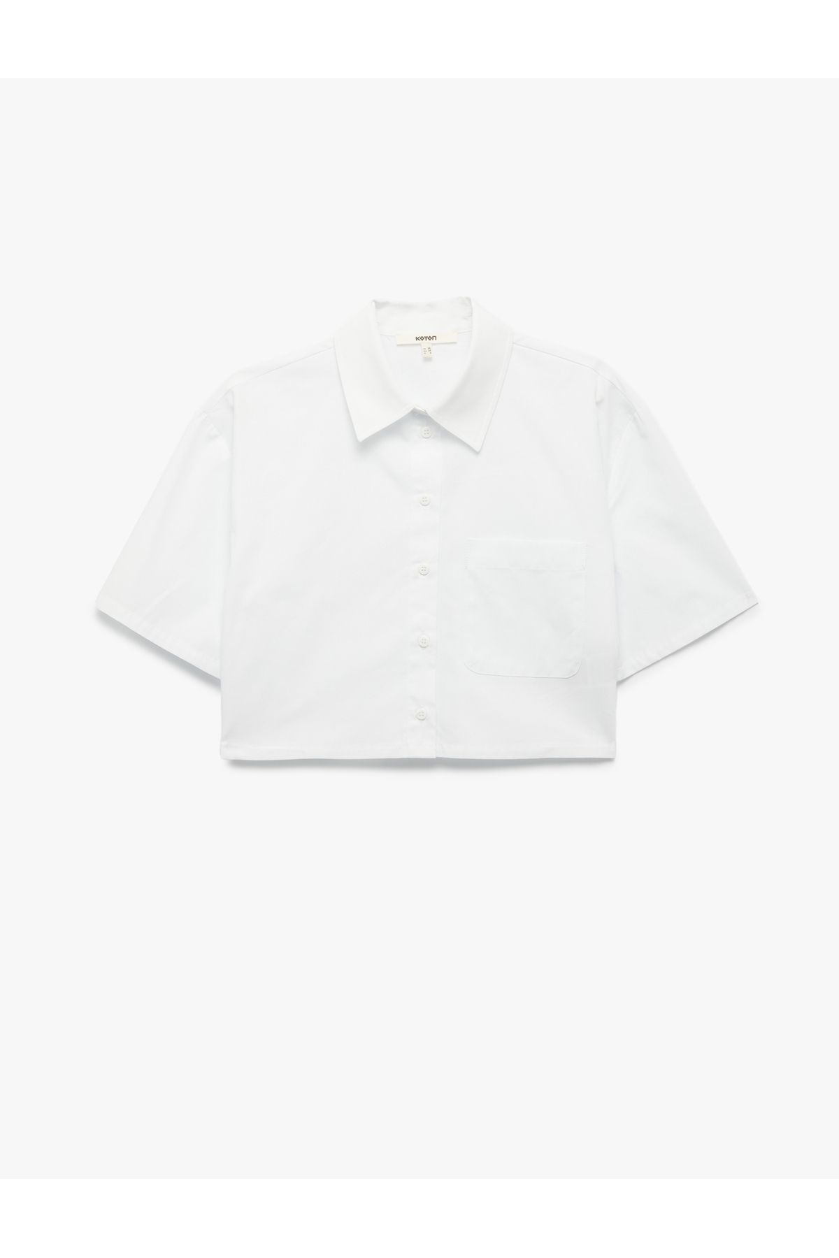 Koton Pamuklu Kısa Kollu Klasik Yaka Crop Poplin Gömlek