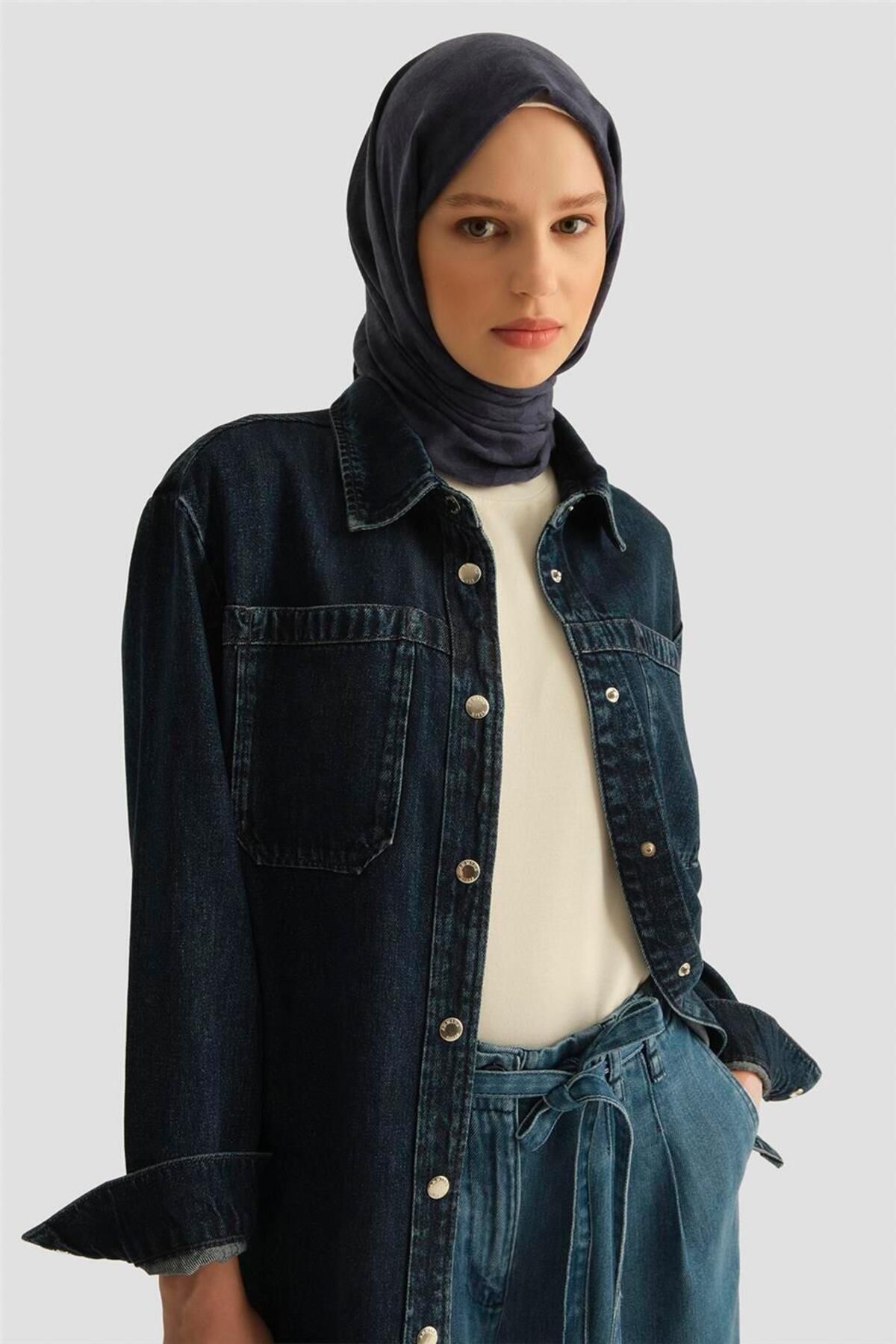 Armine Gömlek Ceket 25YD9140 Koyu Lacivert