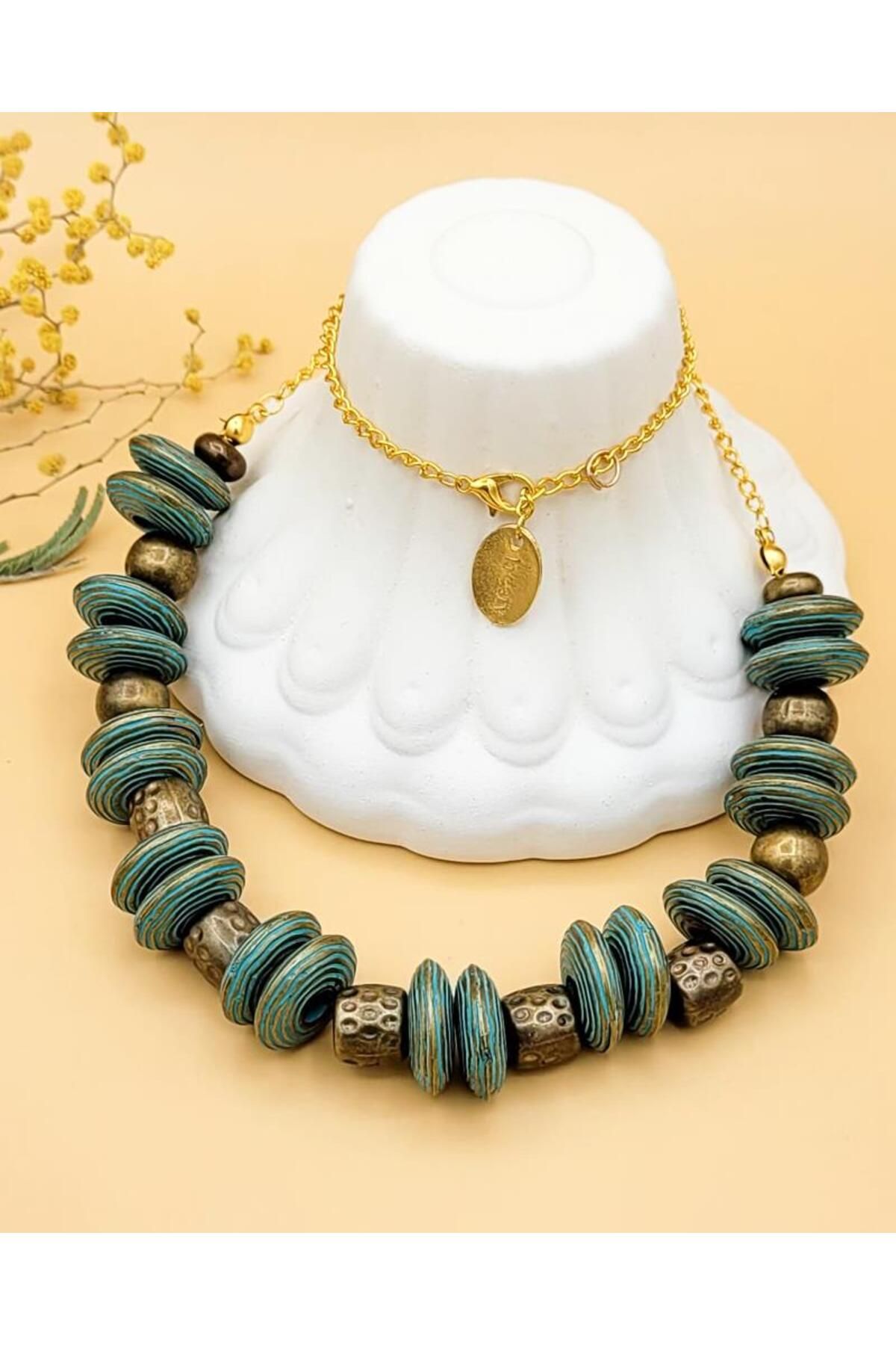Nevoka Verde Vintage Handmade Boncuklu Kolye