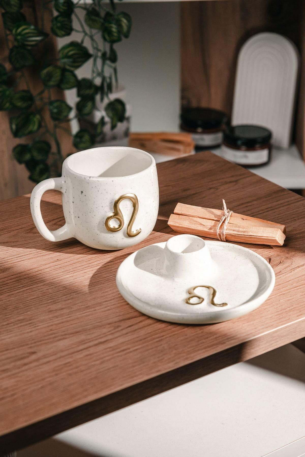 Love Bundles Aslan Burcuna Özel El Yapımı Palo Santo Tütsülük ve Kupa Seti (2 adet Palo Santo dahil)