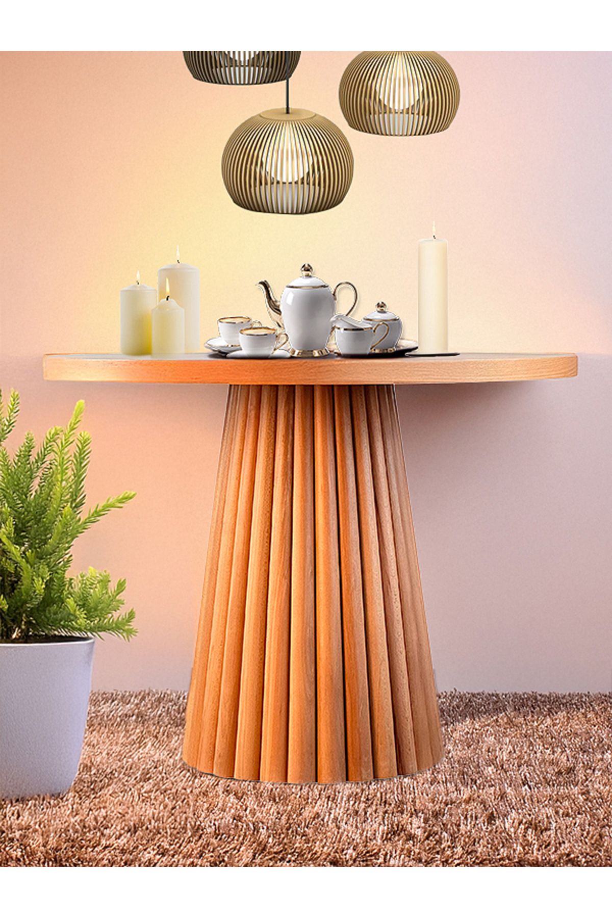 Gazzini Furniture Acantus Natural Ahşap Yemek Masası 110x110