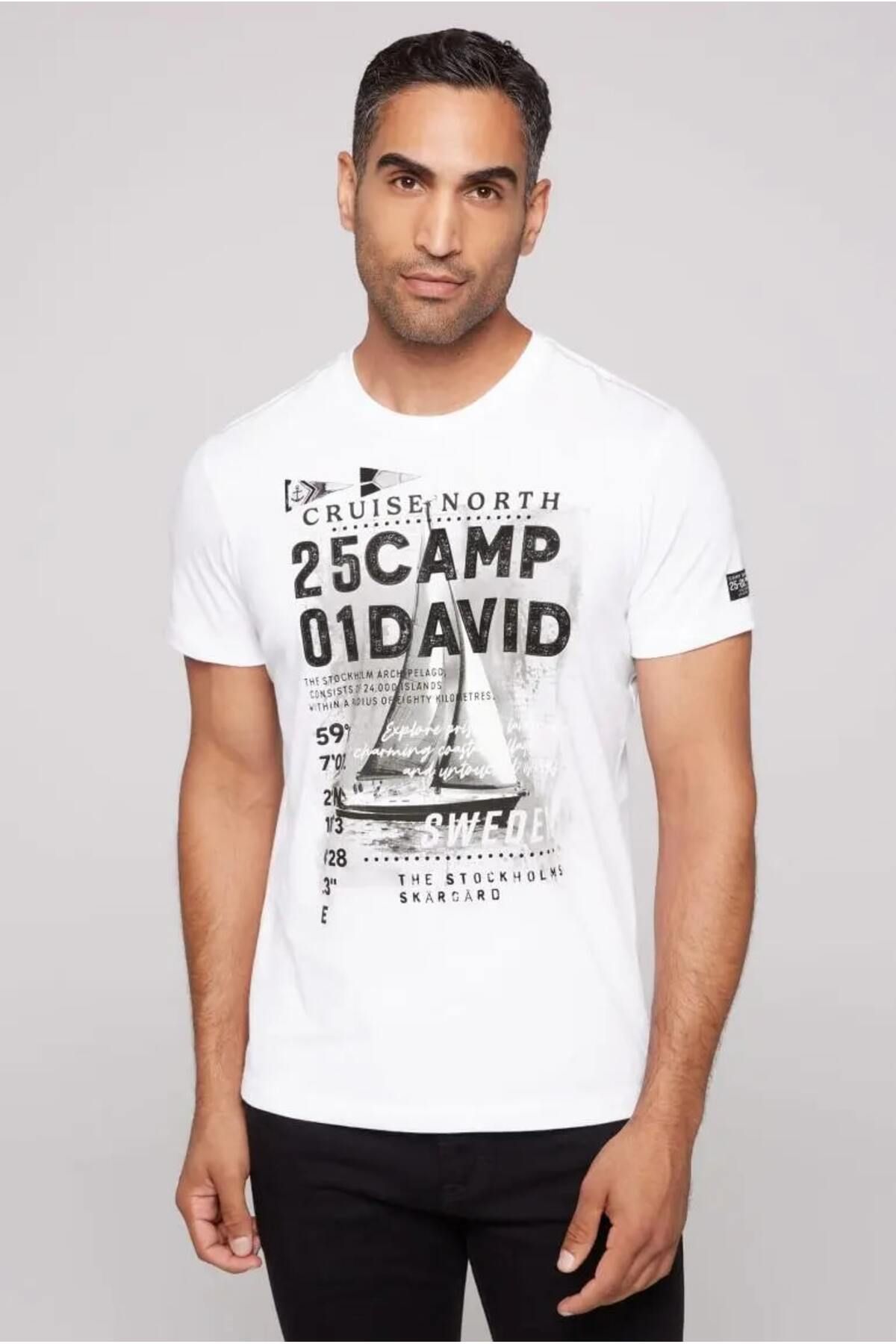 Camp David ERKEK BİSİKLET YAKA T-SHİRT