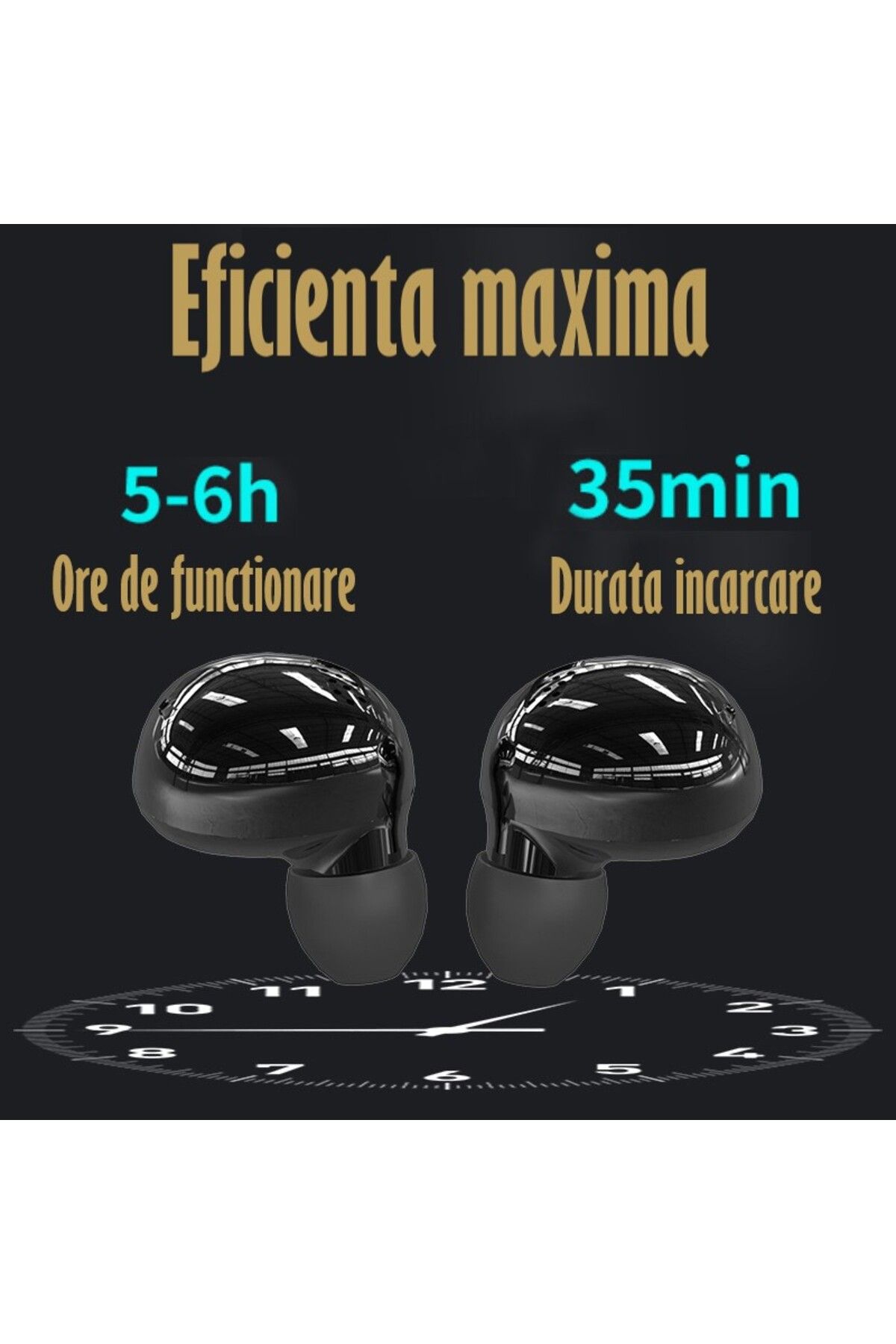 REVOSE-Casti Audio Wireless Fara Fir, Bluetooth 5.1, Tip Earbuds Cu Control Touch, Microfon 6