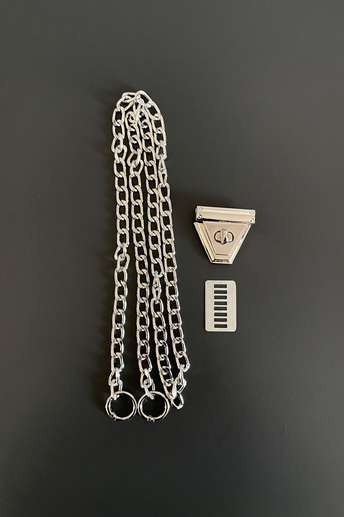 BD fold yarn Metal Halkalı Zincir Seti 110 cm Gümüş