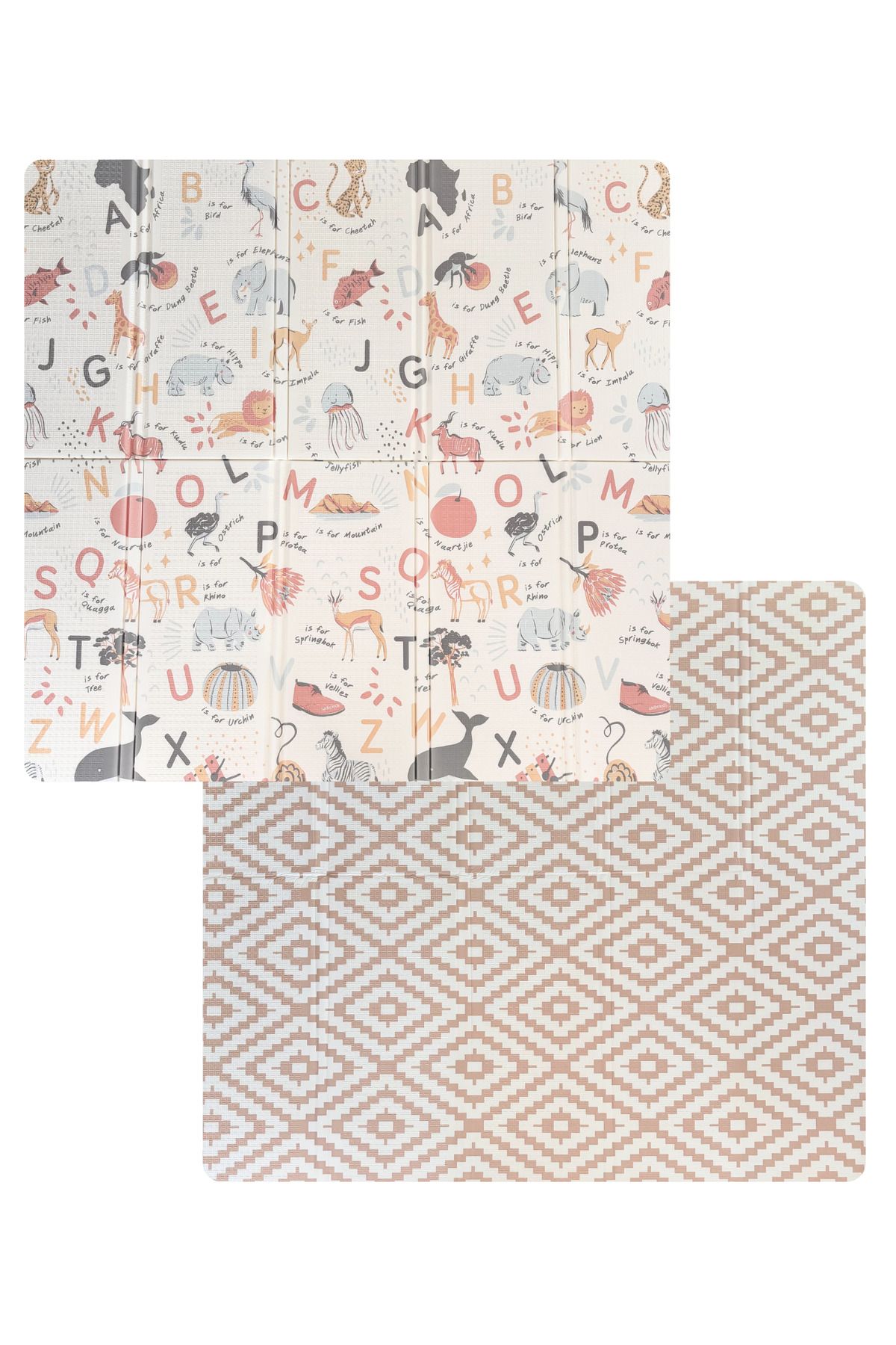 Tummymat Safari Beige Çift Taraflı Katlanabilir Oyun Matı | Taşınabilir Bebek Oyun Halısı 200cmx180cmx1,5cm