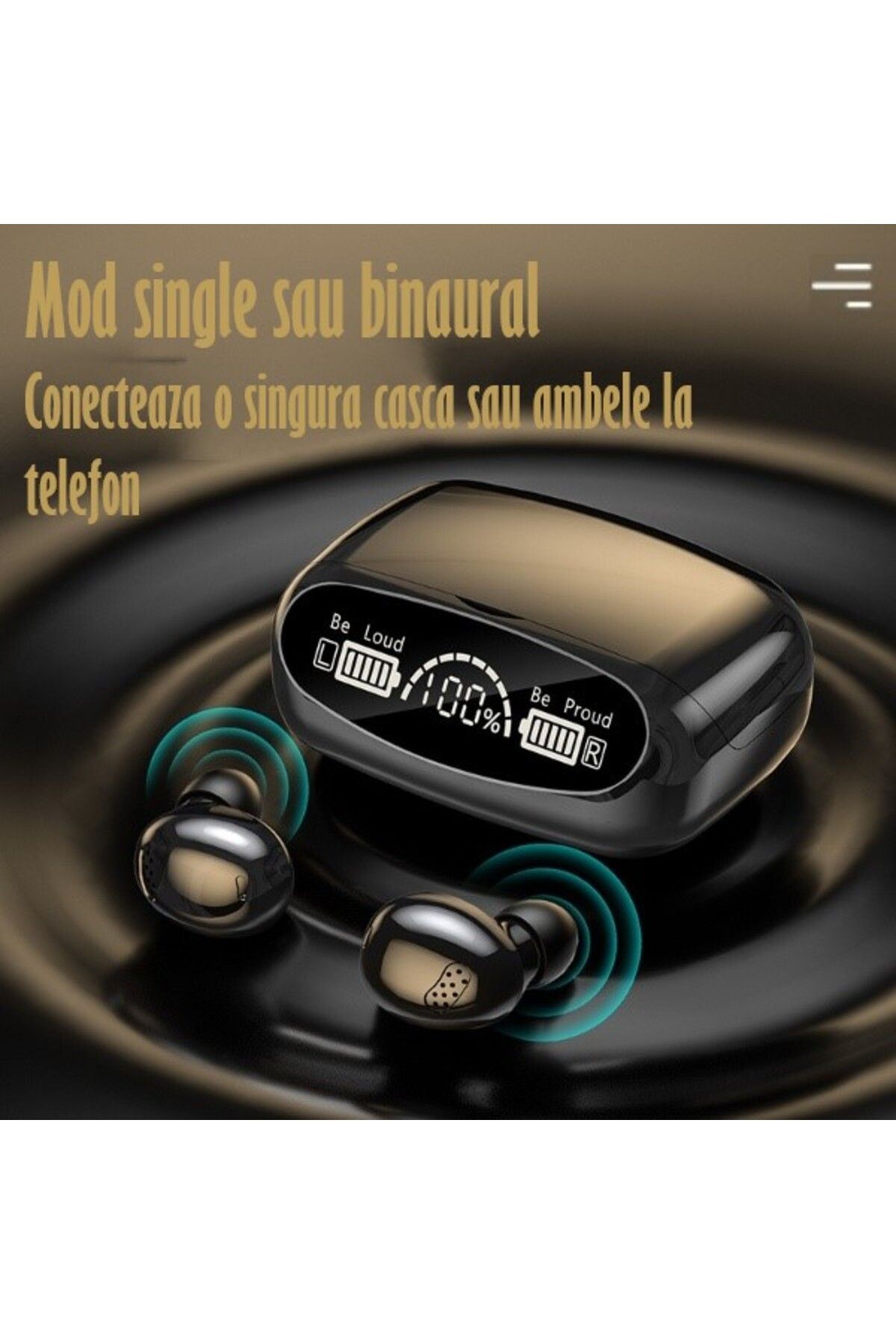 REVOSE-Casti Audio Wireless Fara Fir, Bluetooth 5.1, Tip Earbuds Cu Control Touch, Microfon 5