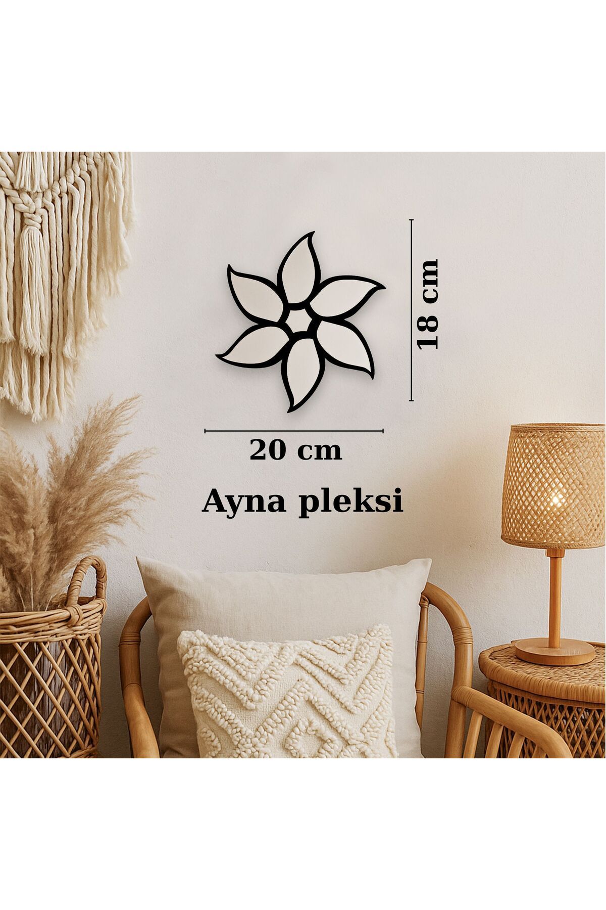 HippoDeco Gümüş Ayna Pleksi Çiçek Duvar Dekoru | Tekli, 2’li ve 3’lü Set | MDF Üzeri Modern Süs