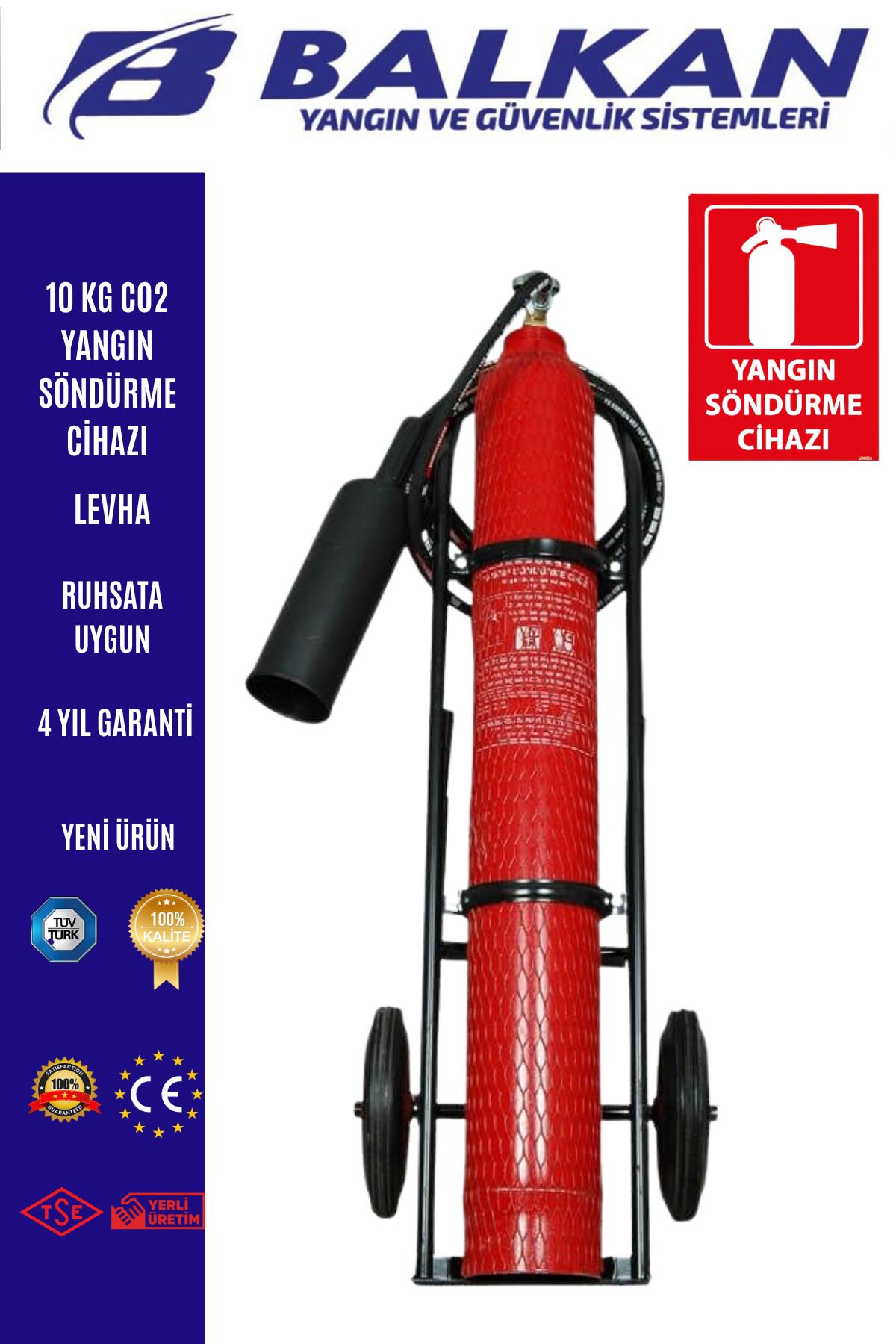 Balkan Ticaret 10 KG CO2 YANGIN SÖNDÜRME CİHAZI+LEVHA