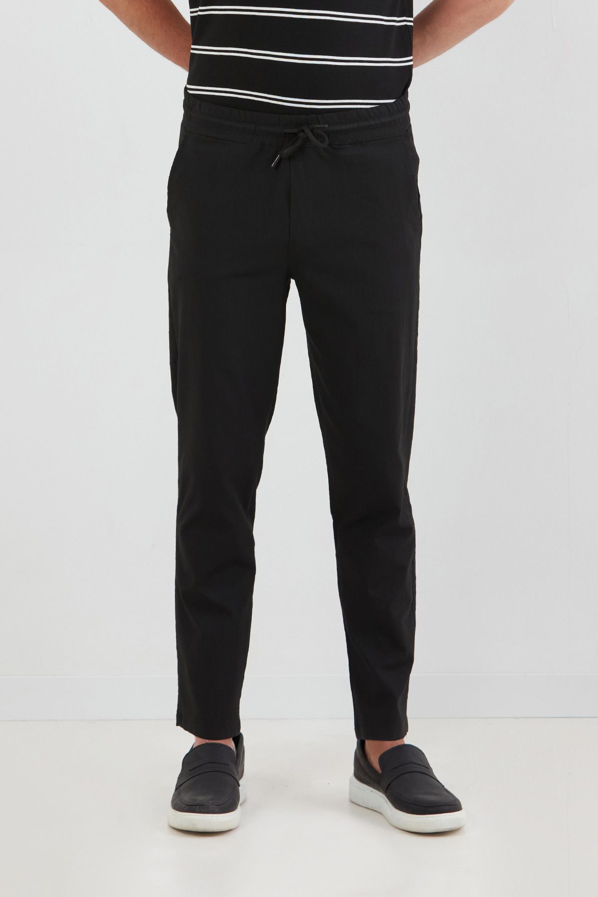 Fulla Moda-Παντελόνι Jogger από ύφασμα με δεμένη μέση 3