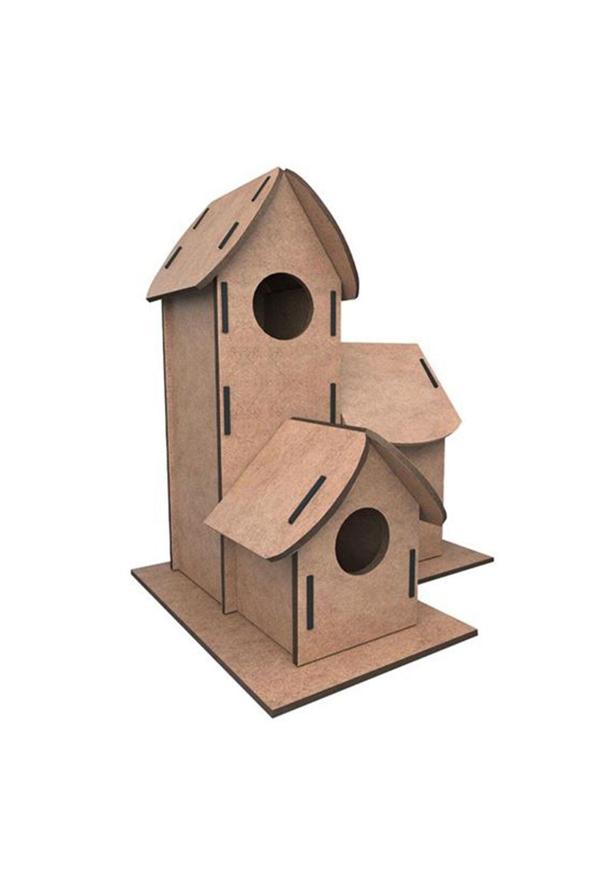 Aymir Ticaret 5269 Kumtoys Boyanabilir 3'lü Kuş Evi - Bird House