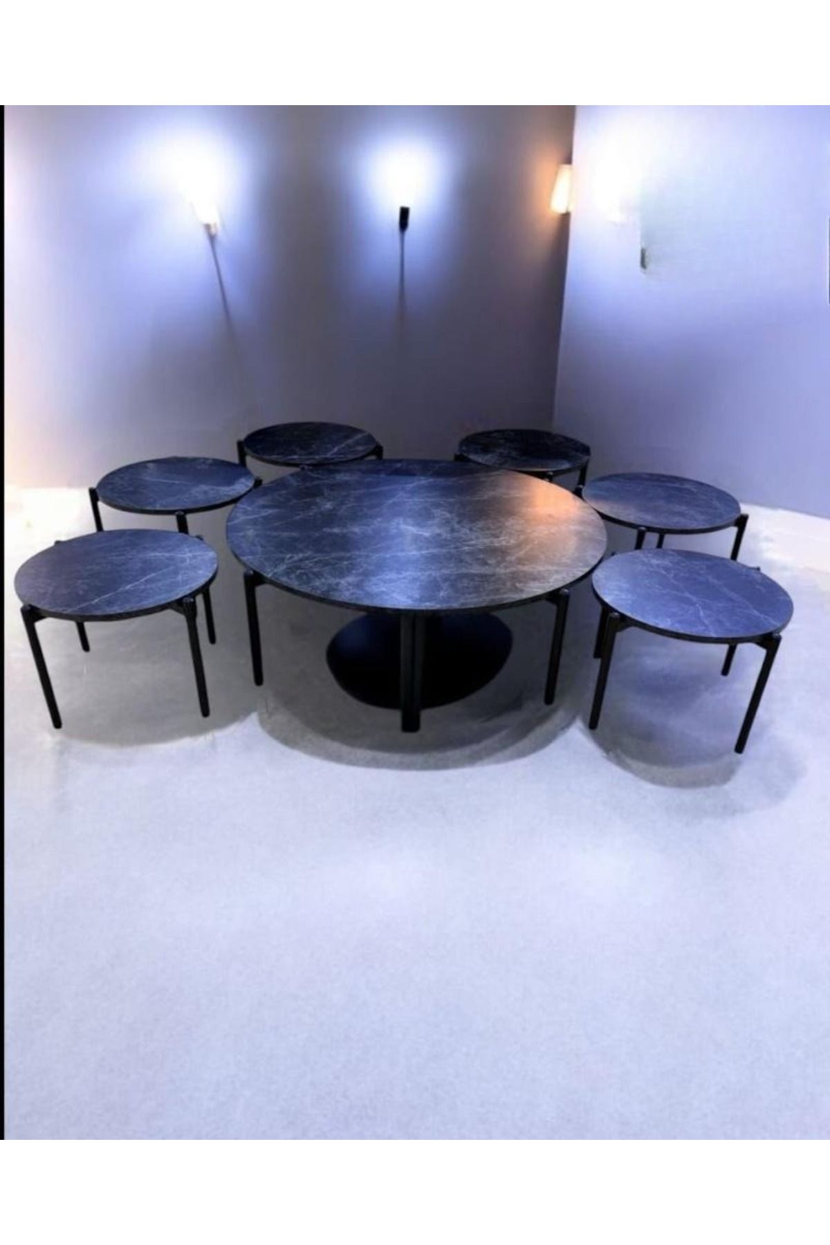 DEC13-6+1 round floor table set, modern and elegant design 1