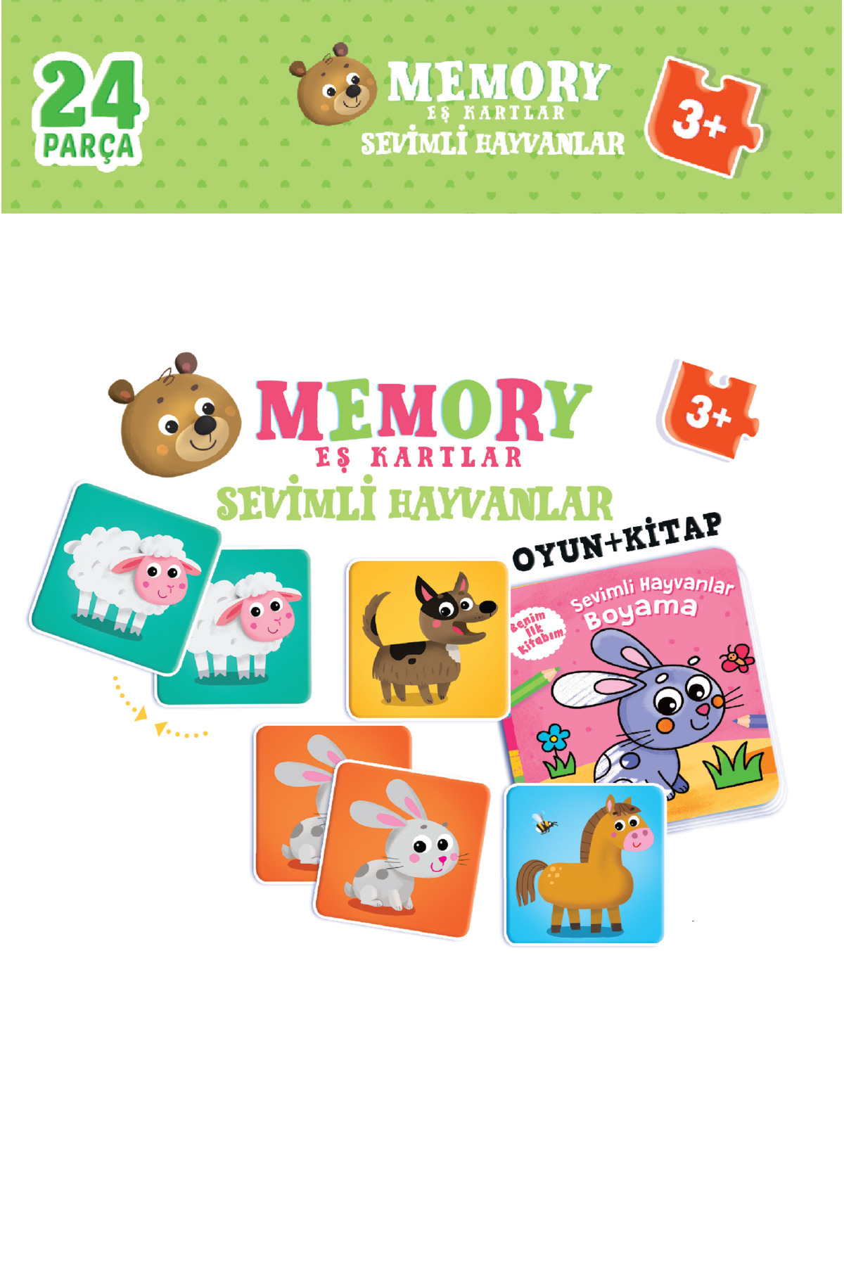 Dikkat Atölyesi Yayınları Sevimli Hayvanlar Hafıza Kartları 24 Parça (Eşleştirme Kartları+ Sevimli Hayvanlar Boya Kitabı) fotoğrafı 5 (önizleme)
