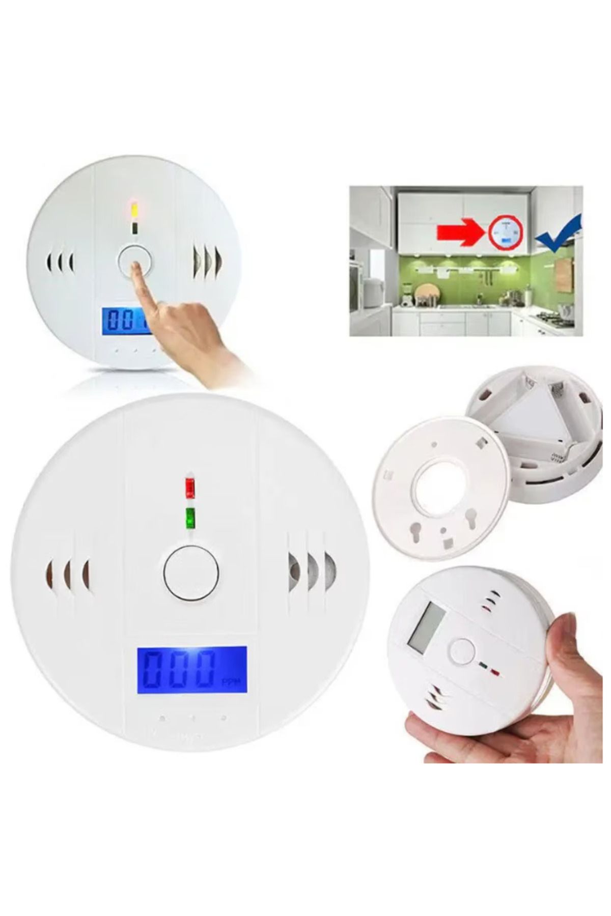 REVOSE-Carbon Monoxide Detector, Digital LCD Display, Alarm, Batteries Included, 11 x 11 x 4 cm, White 5