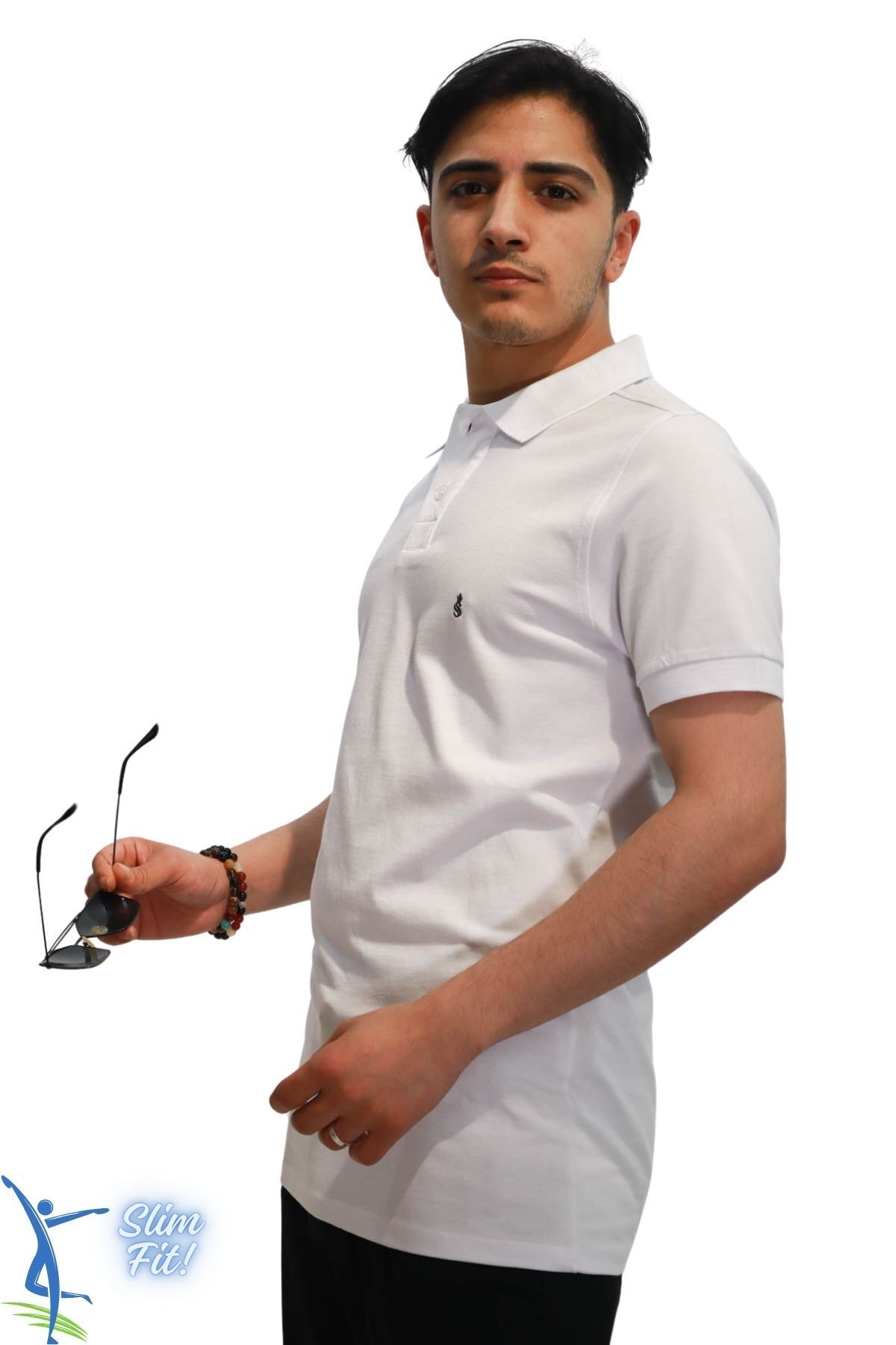 sermoda Erkek Slim Fit Dar Kesim Pamuklu Yumuşak Doku Nefes Alan Kumaş Kıvrılmaz Yaka Haki Polo Yaka Tişört