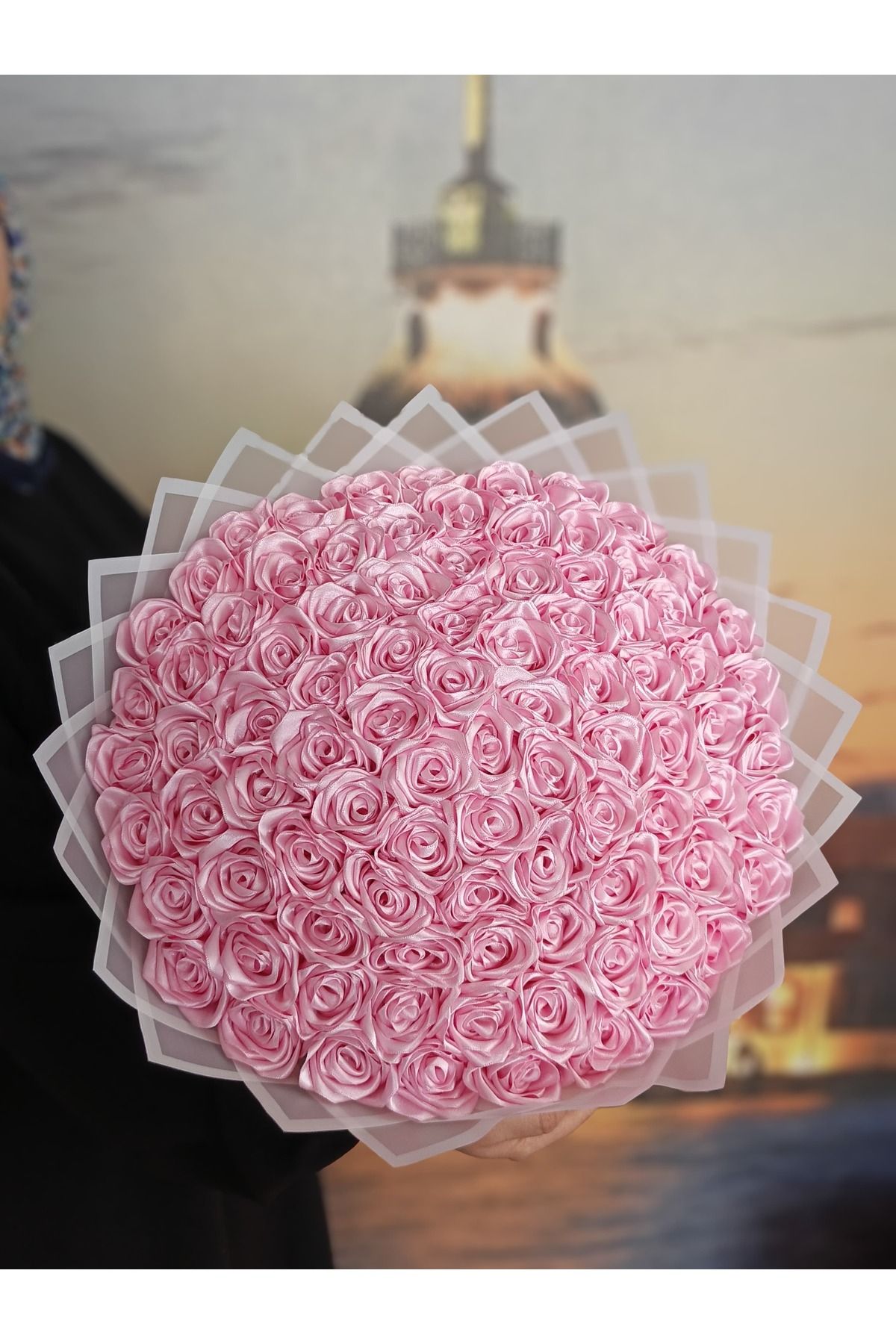 BUKET DÜNYASI 90 lı İSTEME SÖZ NİŞAN SOLMAYAN GÜL BUKETİ PEMBE DIŞI BEYAZ