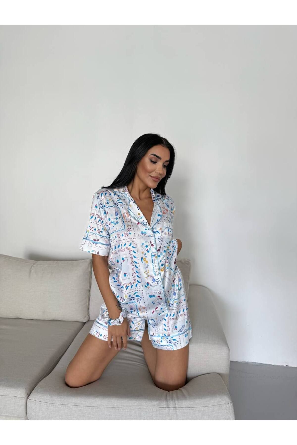 Gamze Day's Lingerie Saten Kısa Pijama Takımı