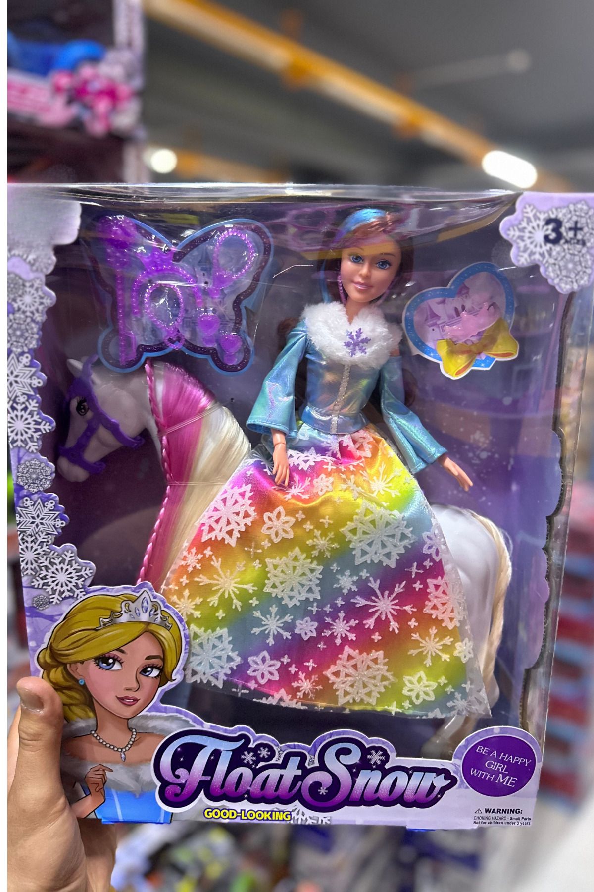 craftivio Beyaz Atlı Simli Prenses Bebek Oyuncak Evcilik Oyun Seti