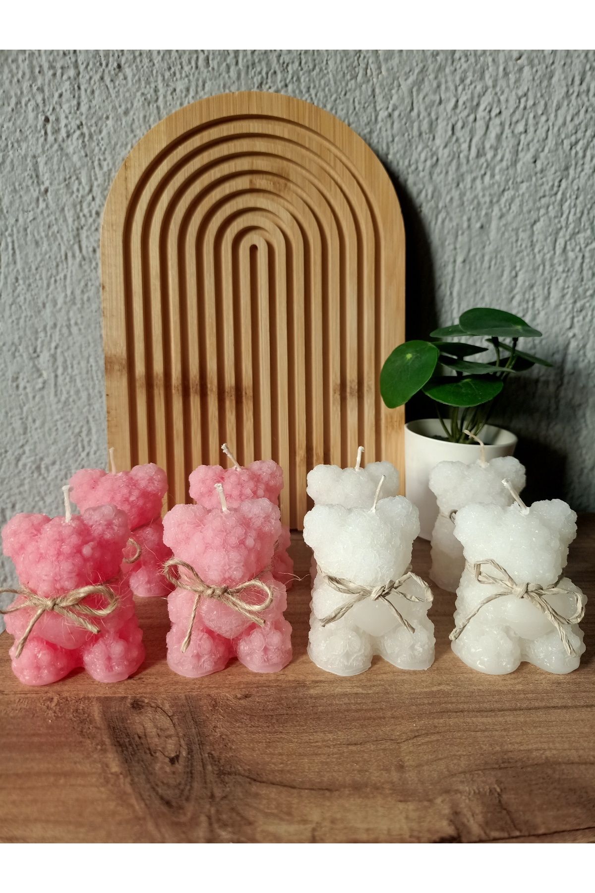 Home 20 Adet Pembe-Beyaz Ayıcık Mum