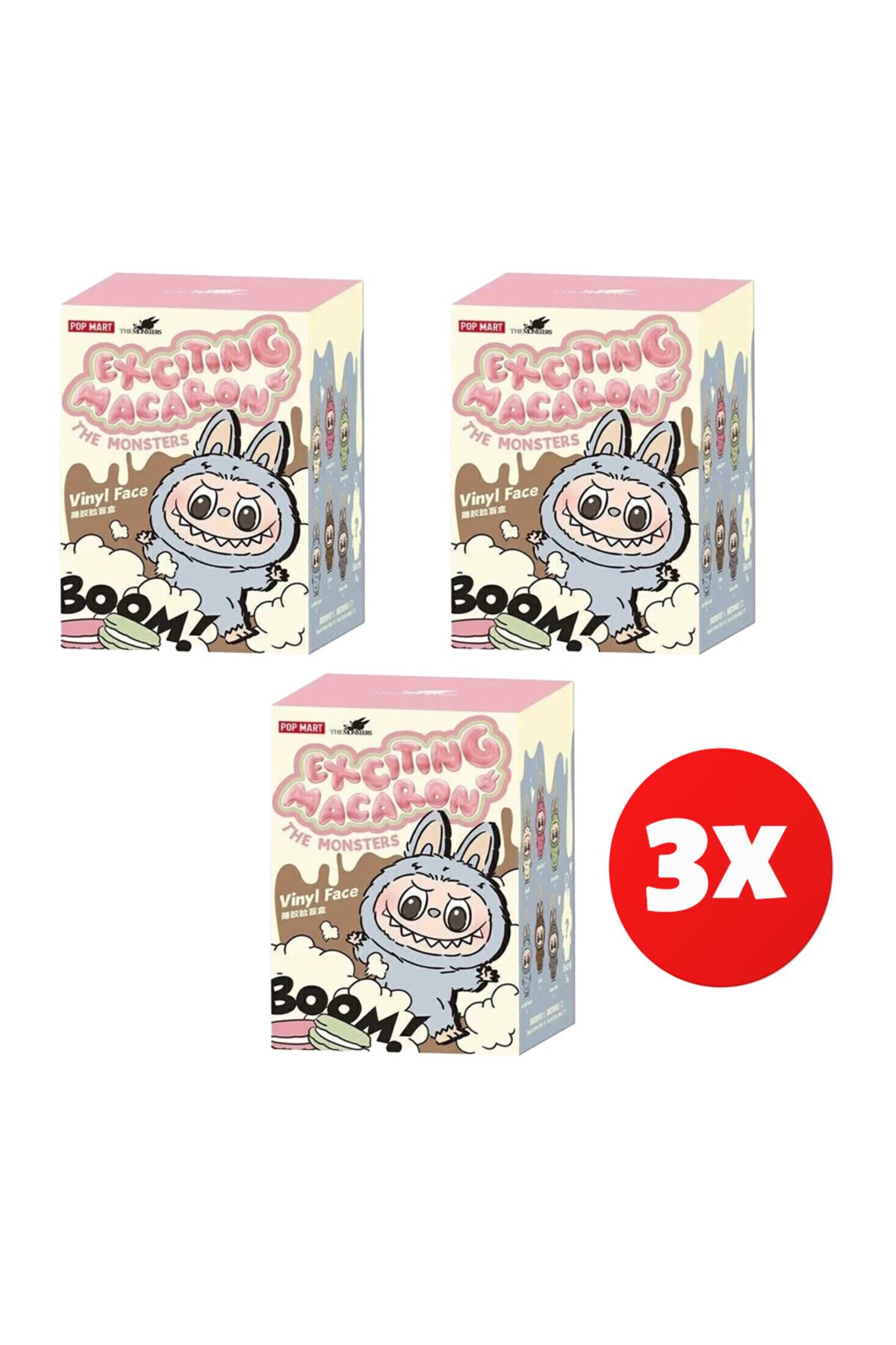 OEM-Set of 3 Labubu plush toy, macaron, first generation, Misterybox random, 17 cm 1