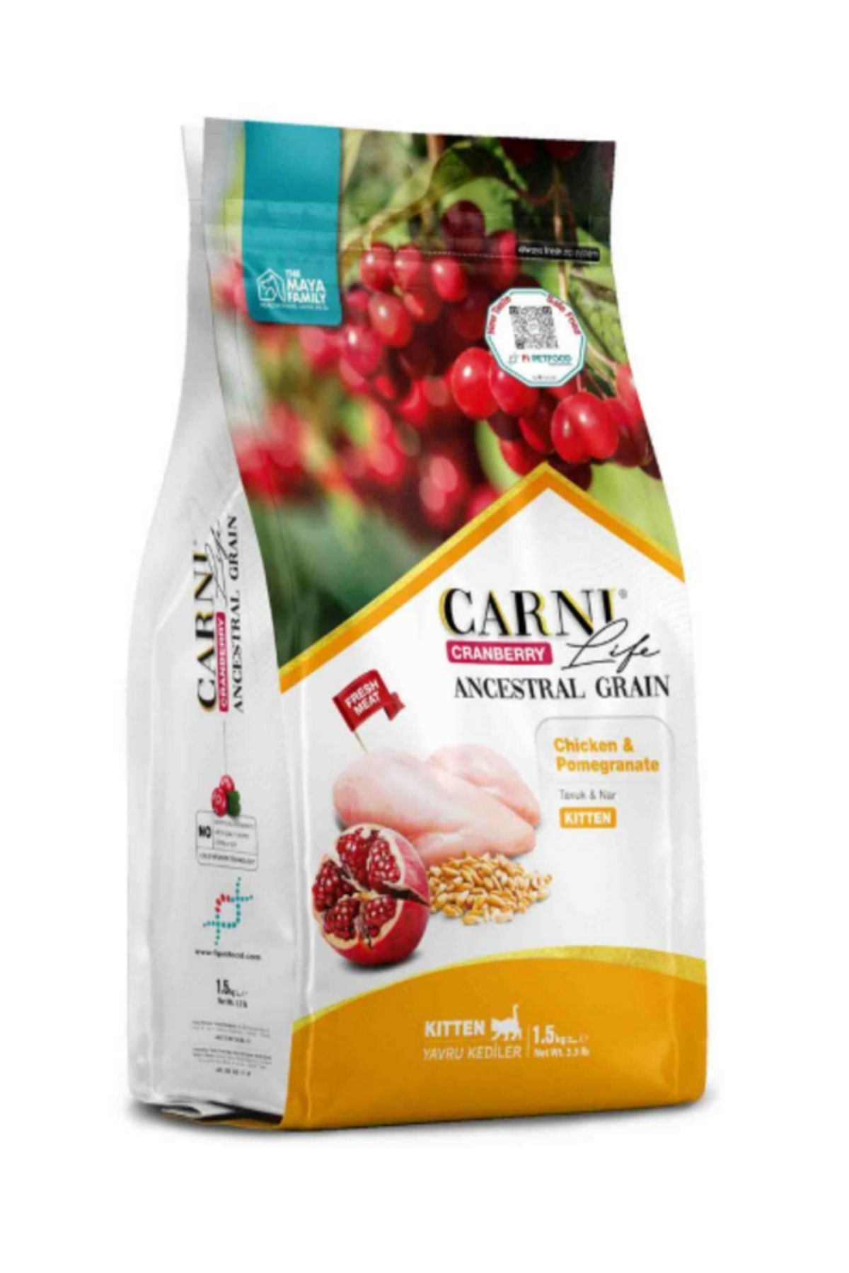 CARNİ VET Carni Life Cranberry Ancestral Grain Tavuk ve Nar Yavru Kedi Maması 1,5kg