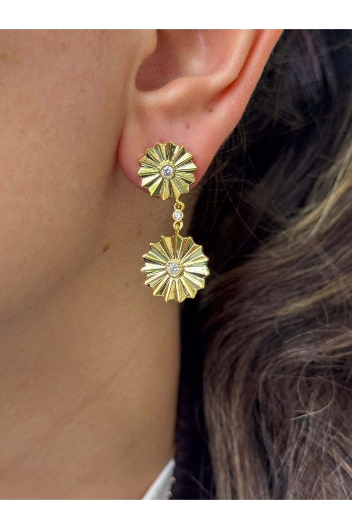 EskiJewelry Zarif Güneş Motifli Gümüş Küpe