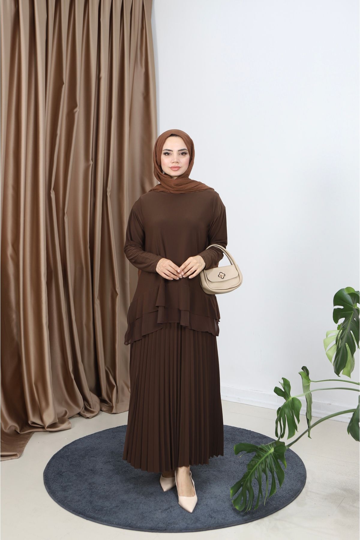 NİSUM MODA ŞİFONLU SANDY ETEKLİ TAKIM