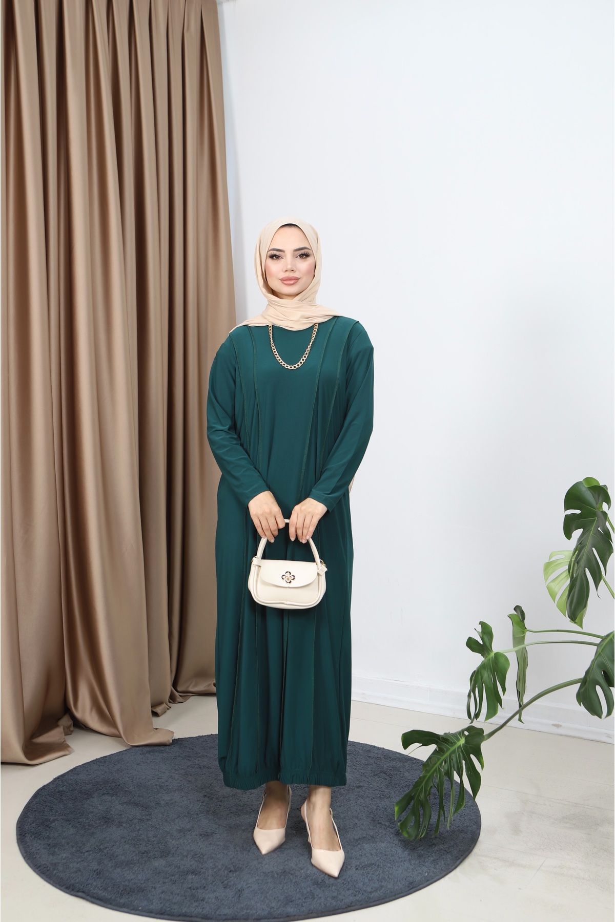 NİSUM MODA LİNA ÖNÜ PARÇALI SANDY ELBİSE