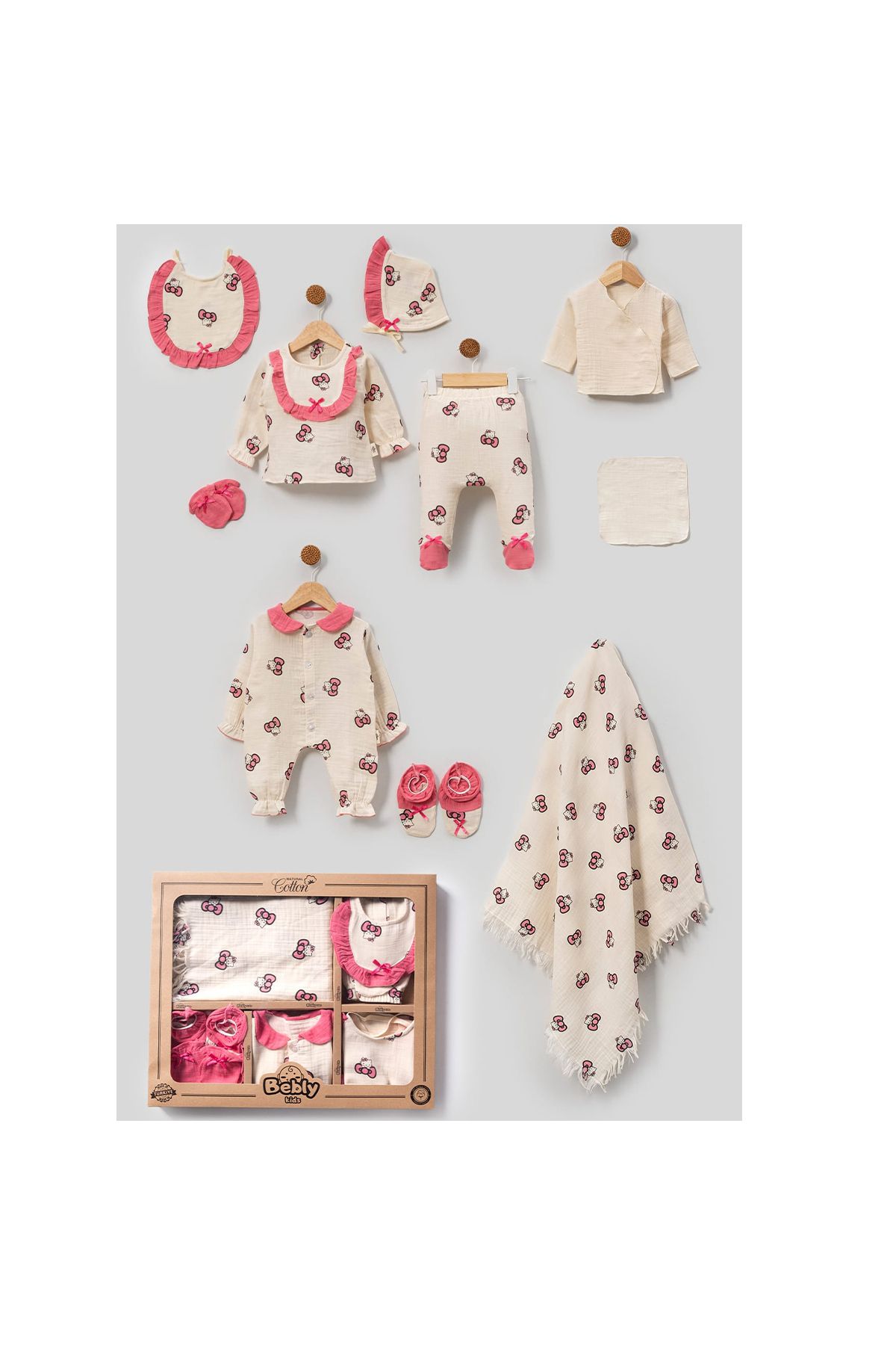 Modonoff KIZ 0-3 AY KEDİCİK MÜSLİN 10'LU SET