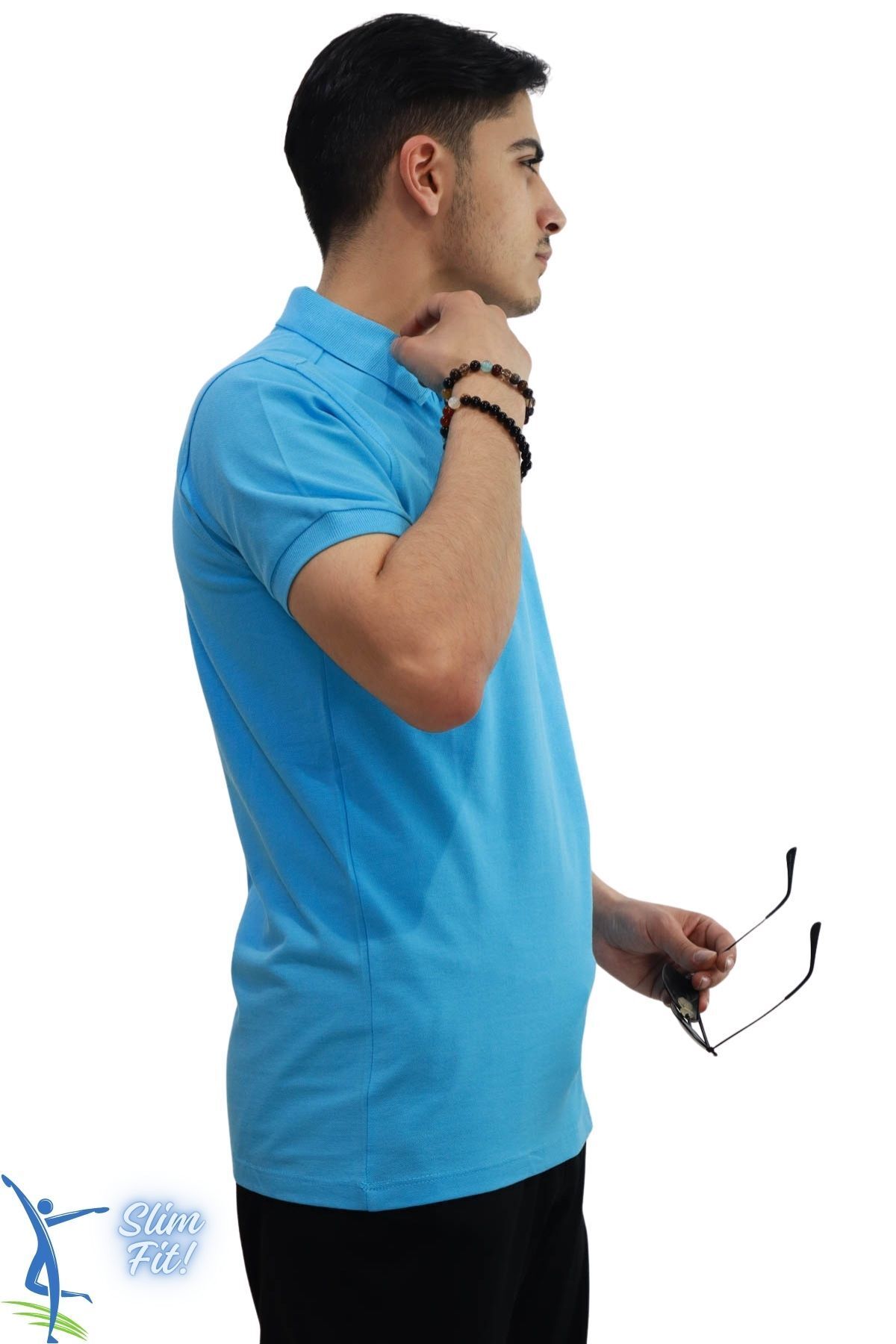 sermoda Erkek Slim Fit Dar Kesim Pamuklu Yumuşak Doku Nefes Alan Kumaş Kıvrılmaz Yaka Haki Polo Yaka Tişört